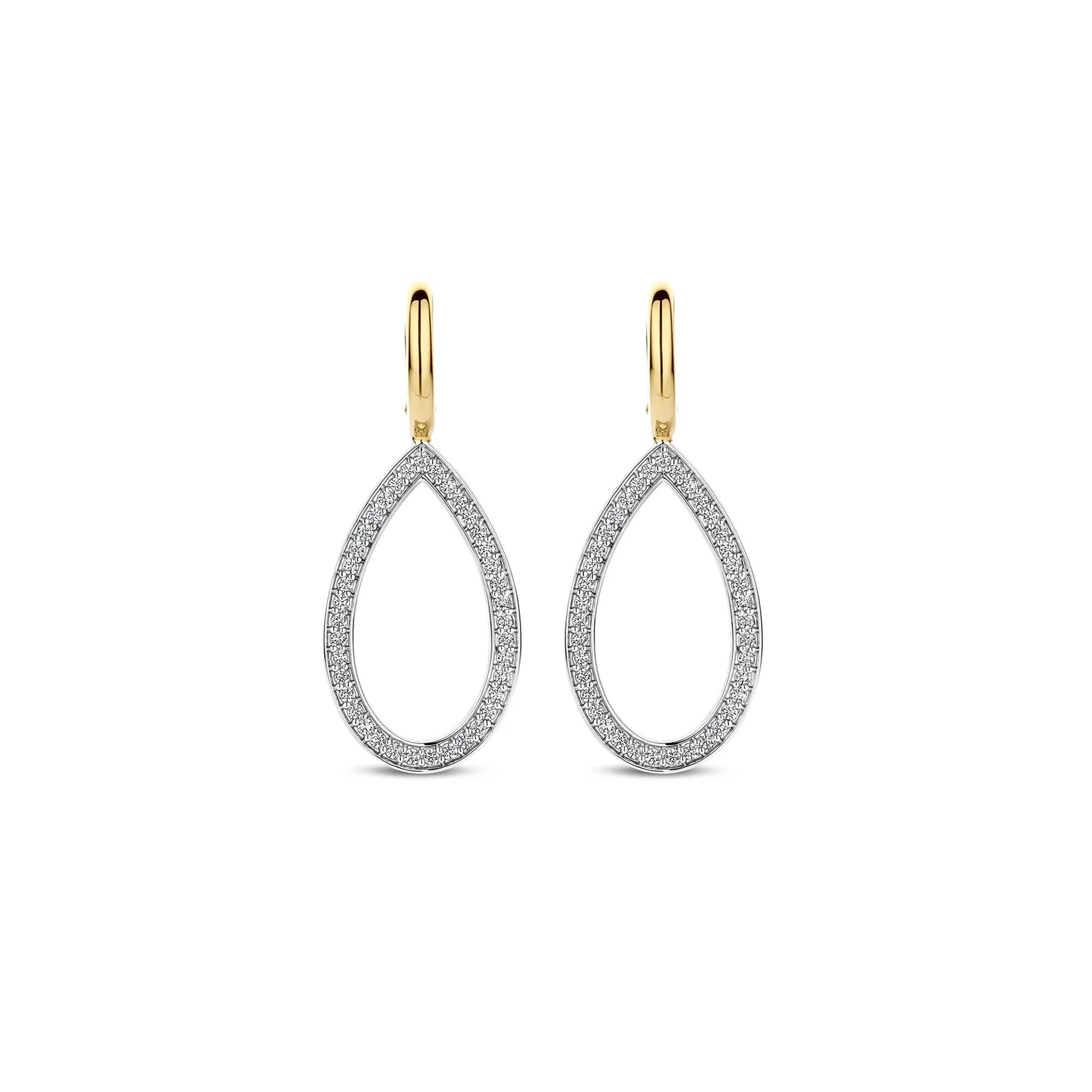 Ti Sento Yellow Gold Plated Cubic Zirconia Open Teardrop Drop Earrings 78039ZY - Image 2