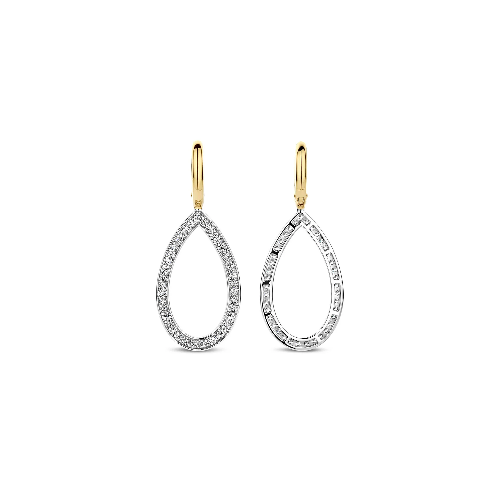 Ti Sento Yellow Gold Plated Cubic Zirconia Open Teardrop Drop Earrings 78039ZY - Image 3