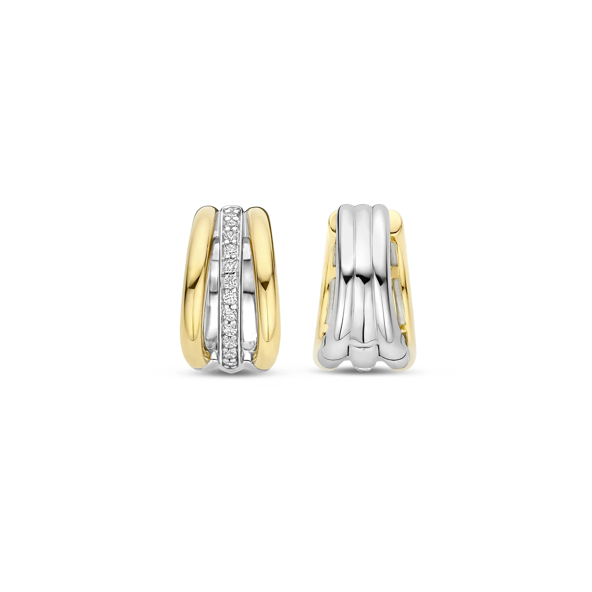 Ti Sento Yellow Gold Plated Cubic Zirconia Triple Hoop Earrings 78010ZY - Image 3