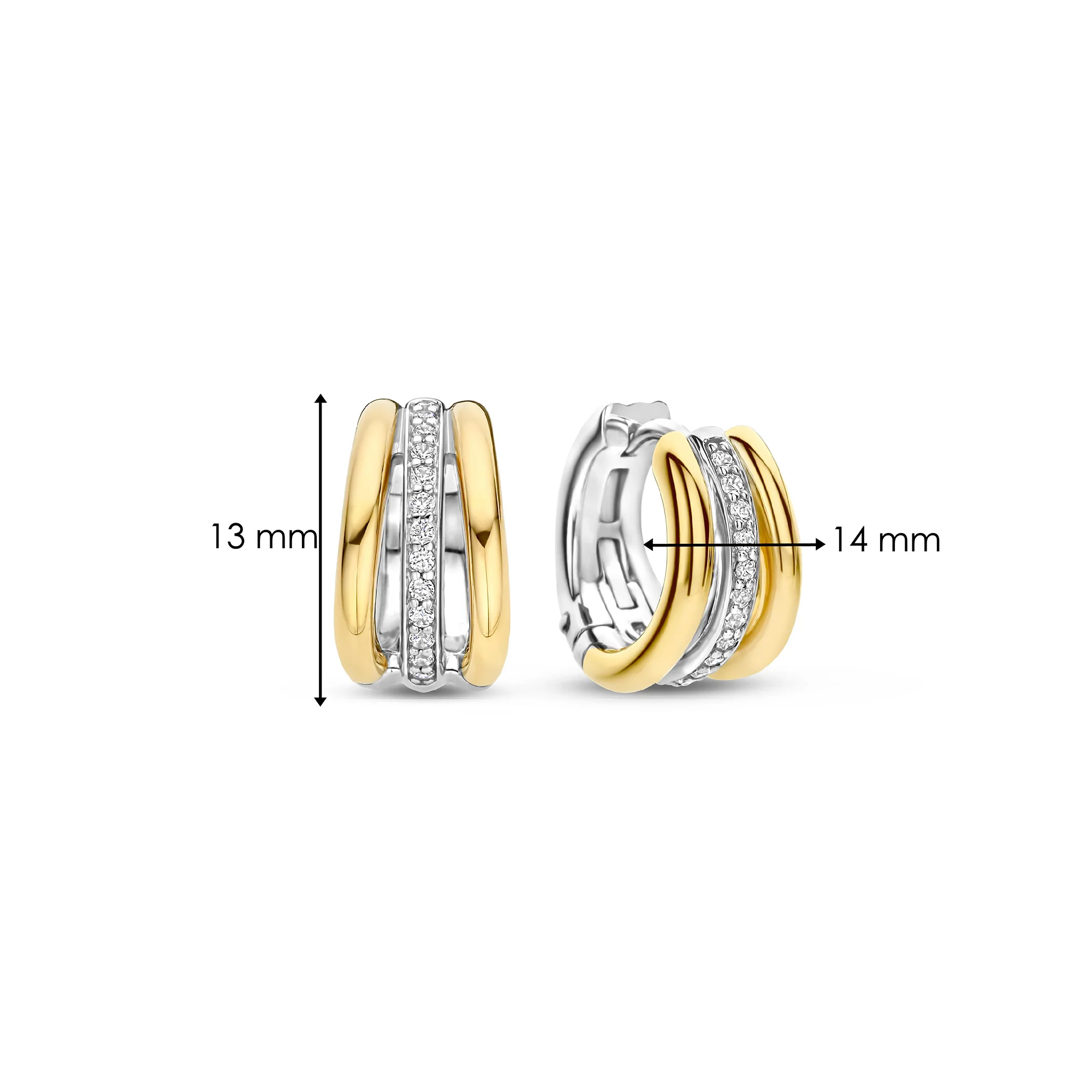 Ti Sento Yellow Gold Plated Cubic Zirconia Triple Hoop Earrings 78010ZY - Image 4