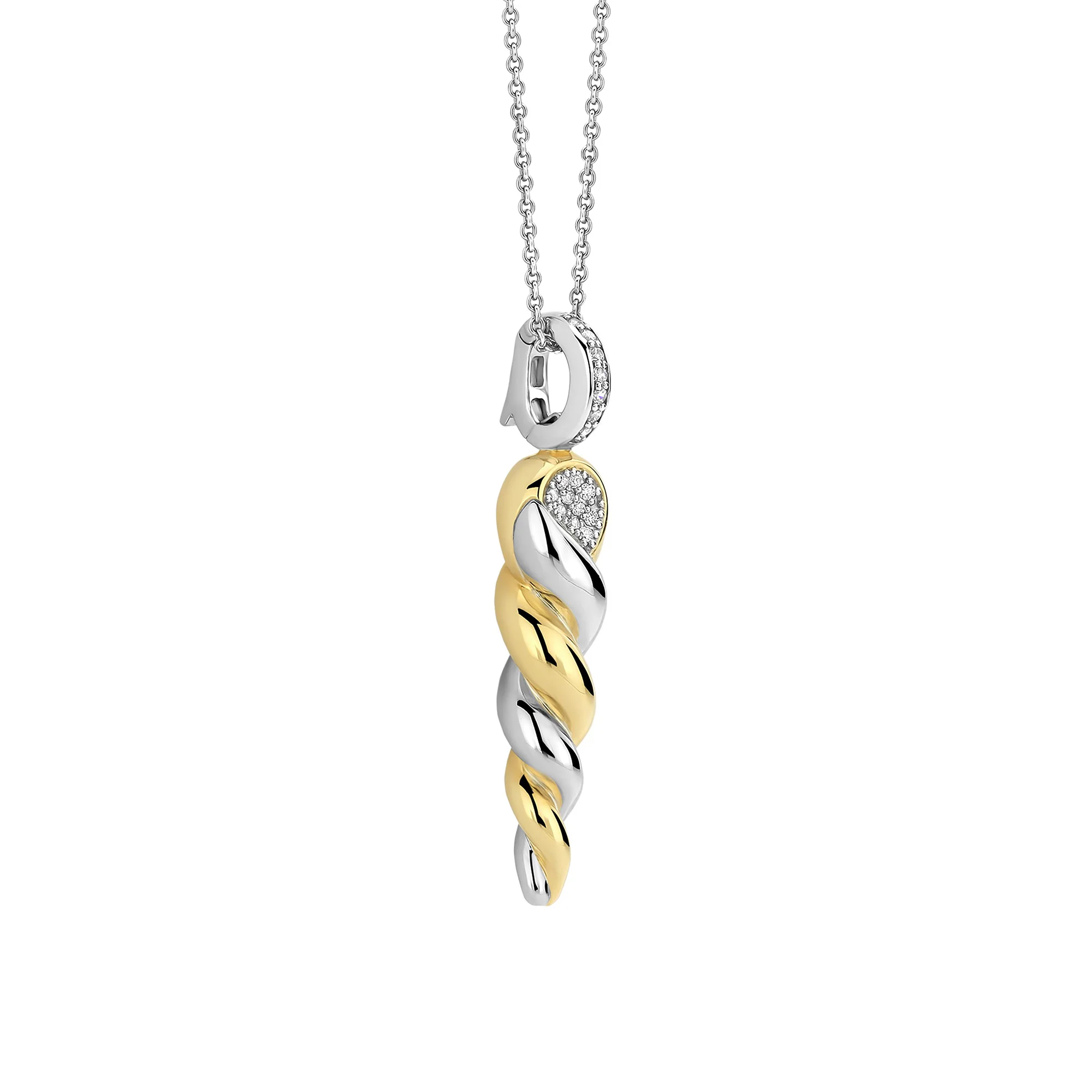 Ti Sento Yellow Gold Plated Cubic Zirconia Twisted Pendant 6845ZY - Image 2