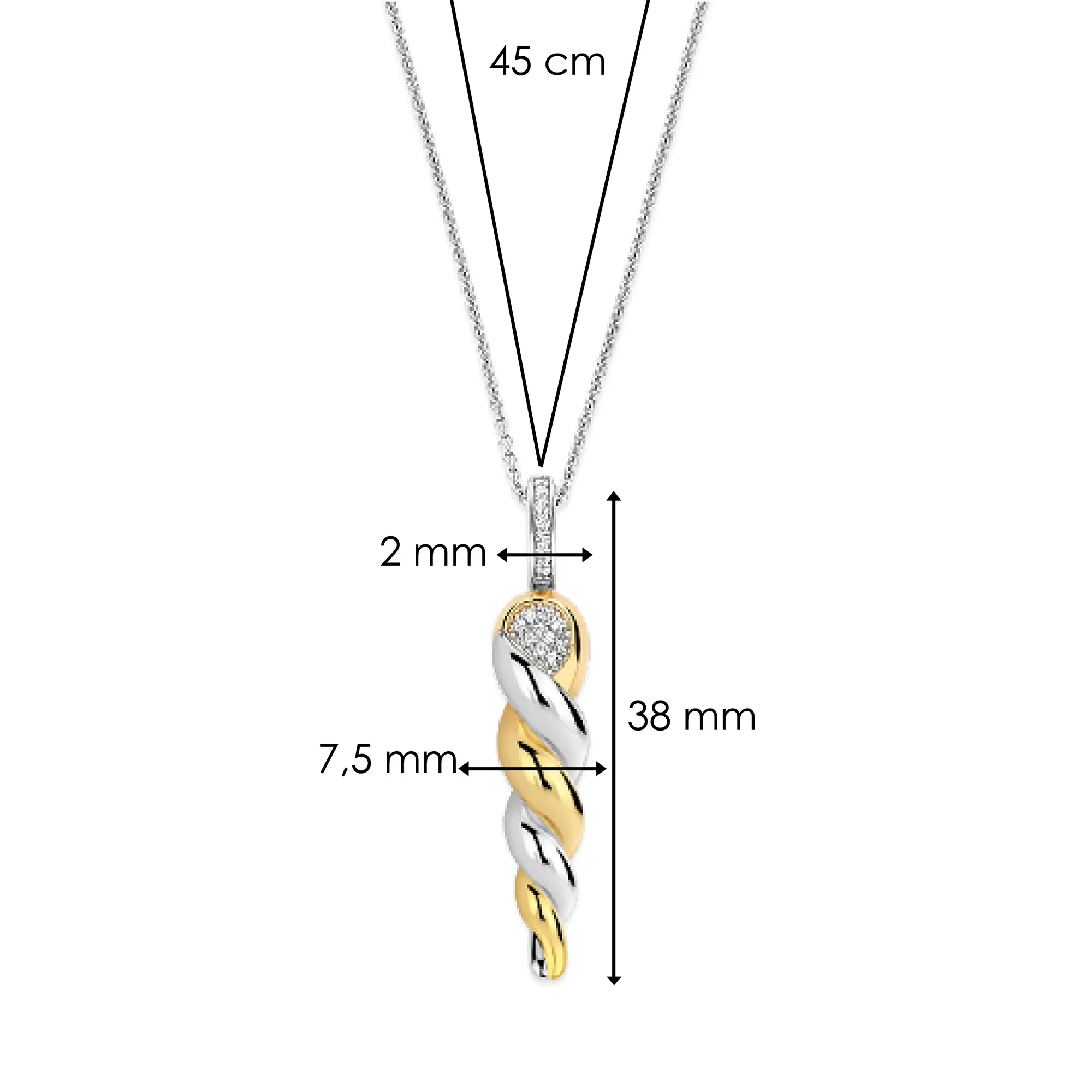 Ti Sento Yellow Gold Plated Cubic Zirconia Twisted Pendant 6845ZY - Image 5