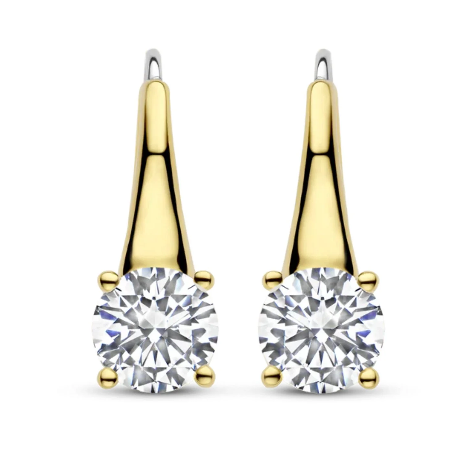 Ti Sento Yellow Gold Plated CZ Tapered Drop Earrings 7949ZY - Image 2