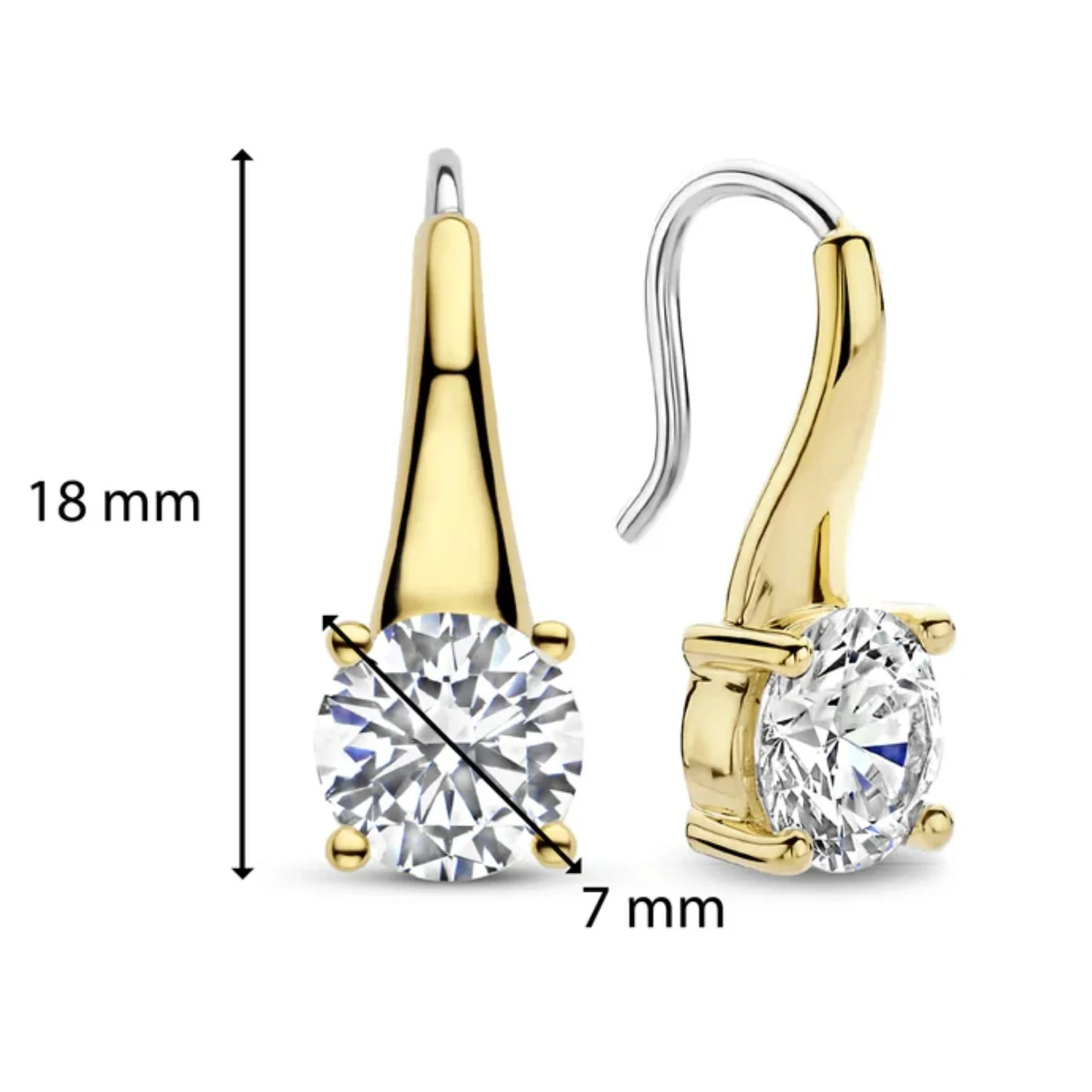 Ti Sento Yellow Gold Plated CZ Tapered Drop Earrings 7949ZY - Image 3