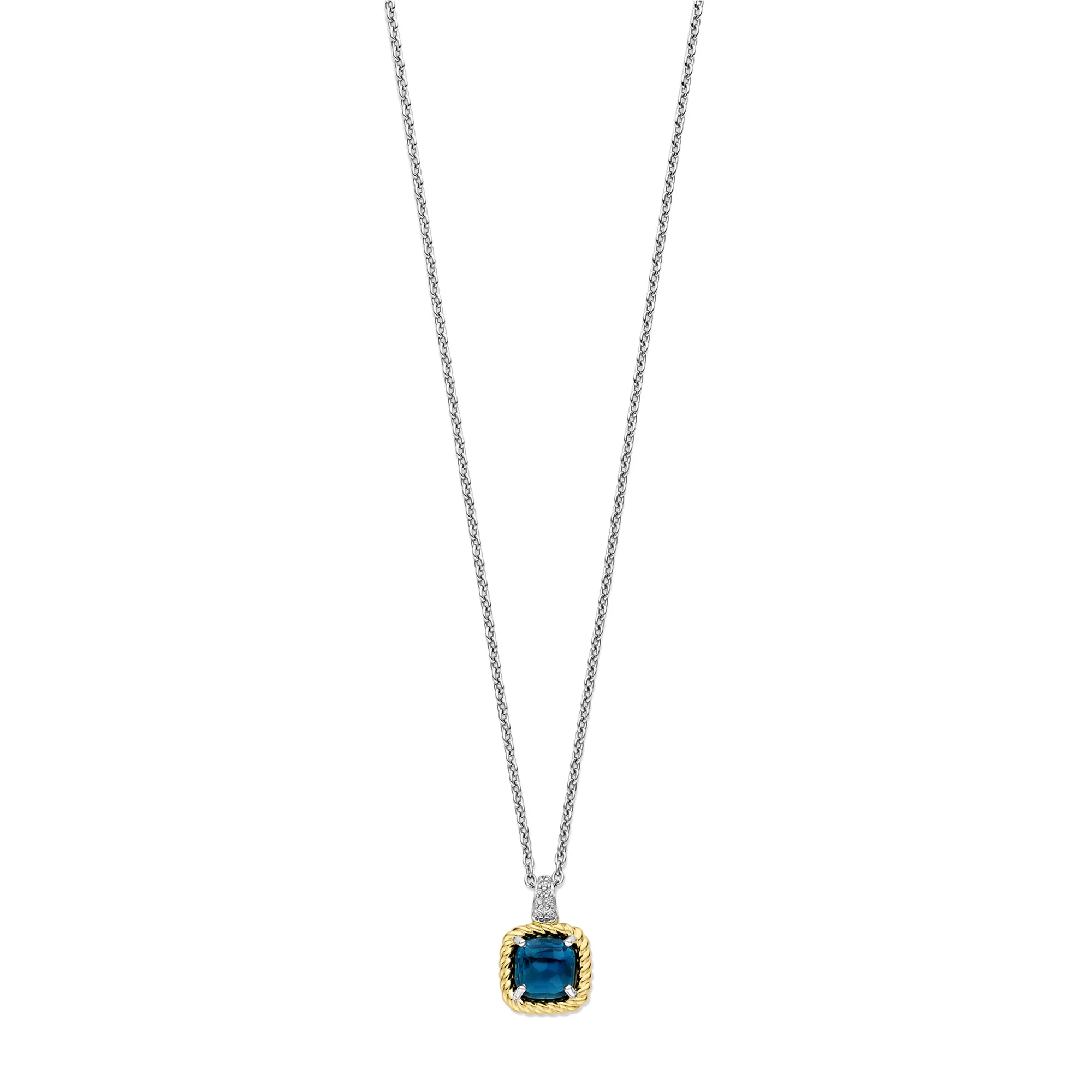 Ti Sento Yellow Gold Plated Dark Blue Crystal and Cubic Zirconia Necklace 34111DB