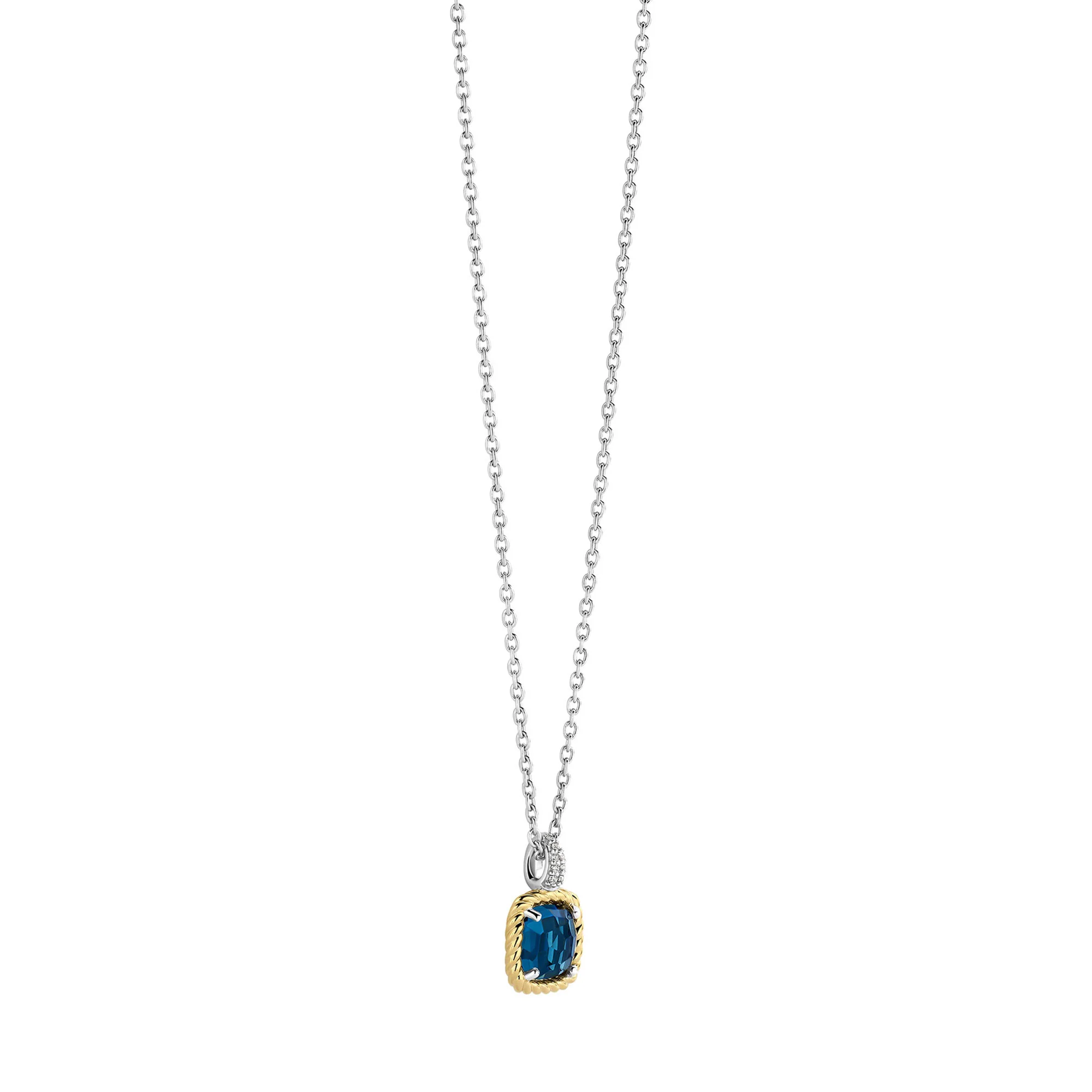 Ti Sento Yellow Gold Plated Dark Blue Crystal and Cubic Zirconia Necklace 34111DB - Image 2