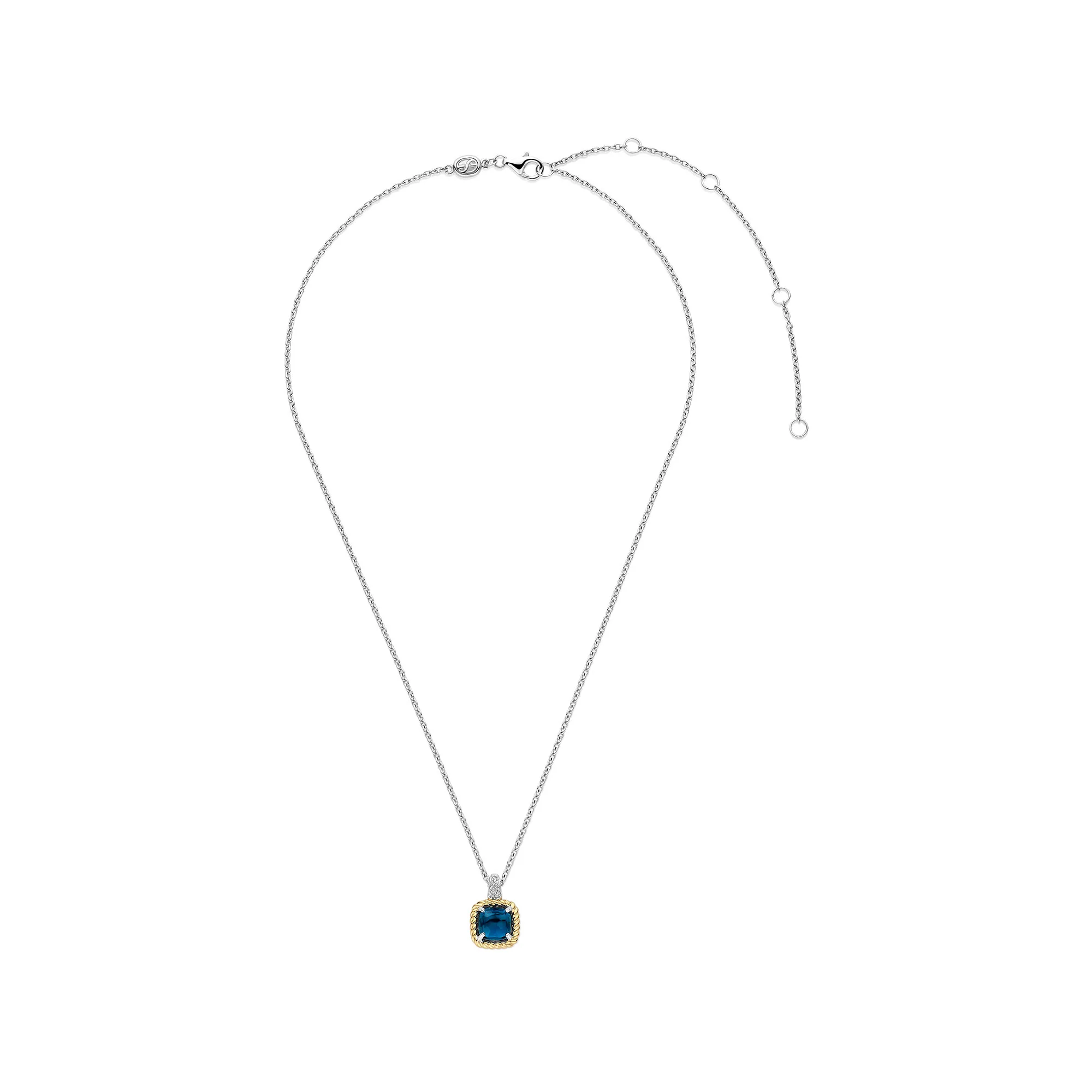 Ti Sento Yellow Gold Plated Dark Blue Crystal and Cubic Zirconia Necklace 34111DB - Image 4