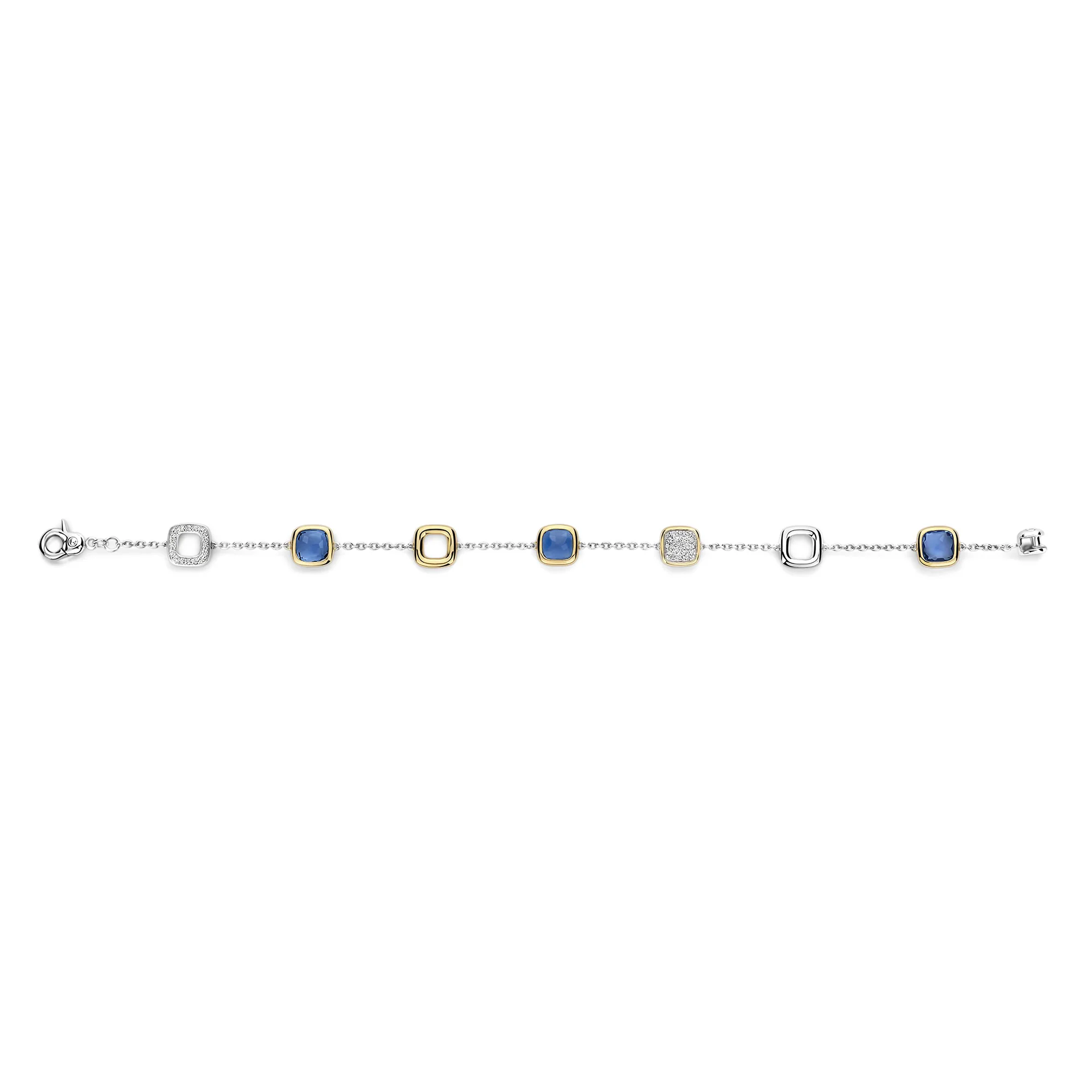 Ti Sento Yellow Gold Plated Dark Blue Crystal and Cubic Zirconia Square Bracelet 23080DB - Image 2