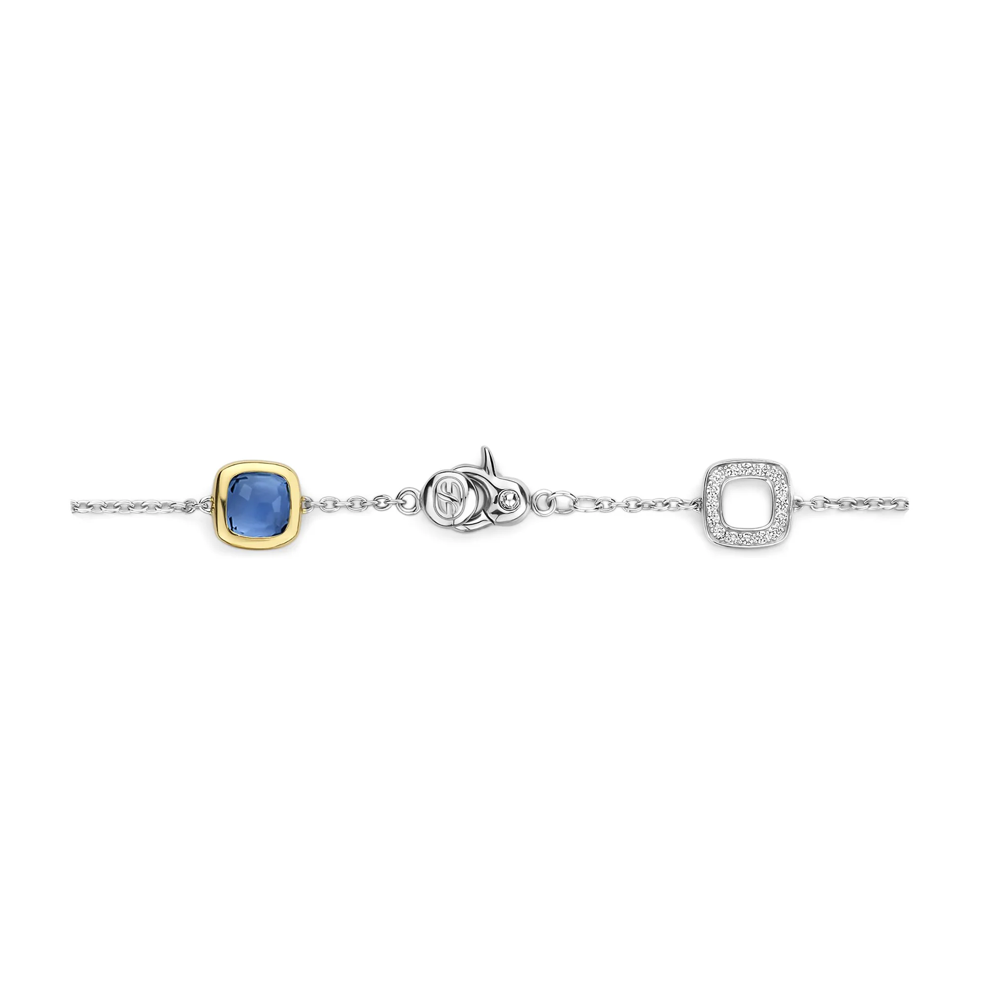 Ti Sento Yellow Gold Plated Dark Blue Crystal and Cubic Zirconia Square Bracelet 23080DB - Image 3