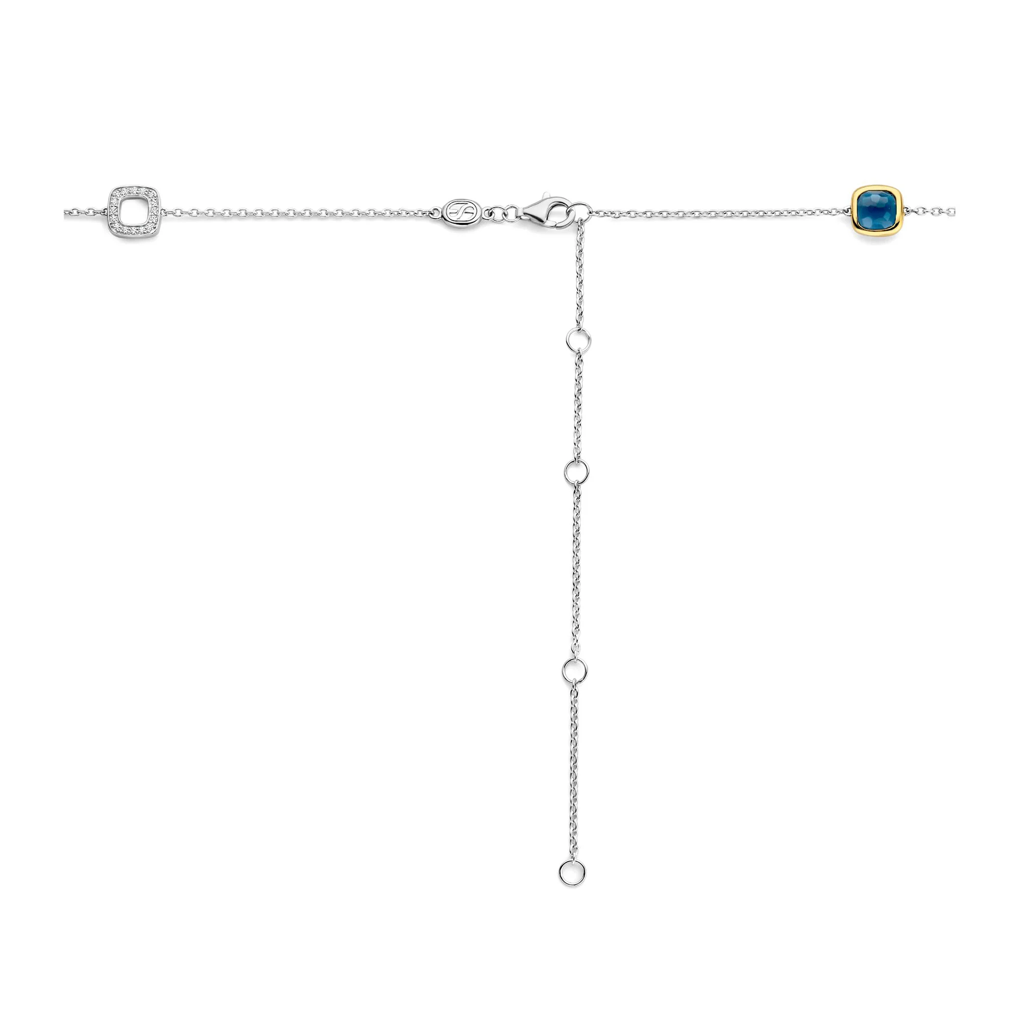 Ti Sento Yellow Gold Plated Dark Blue Crystal and Cubic Zirconia Square Necklace 34079DB - Image 3