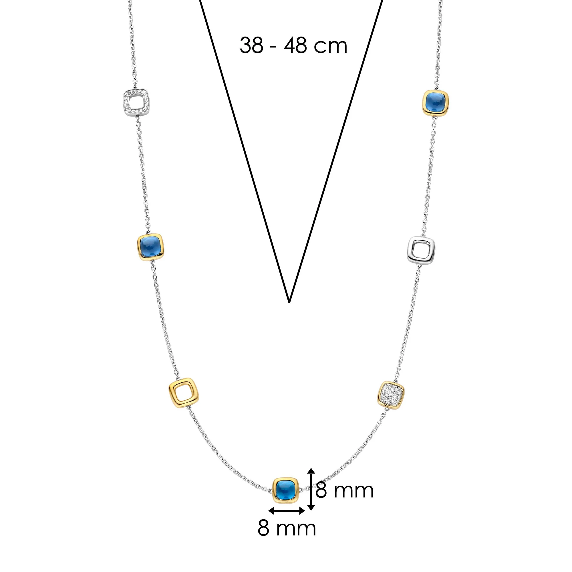 Ti Sento Yellow Gold Plated Dark Blue Crystal and Cubic Zirconia Square Necklace 34079DB - Image 4