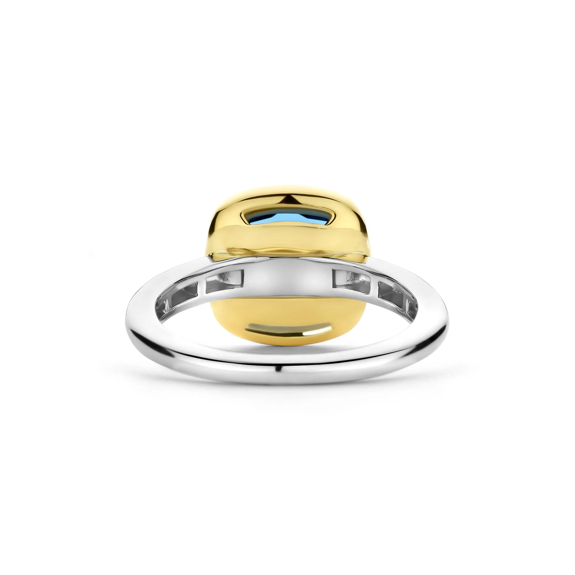 Ti Sento Yellow Gold Plated Dark Blue Crystal Cushion Solitaire Ring 12351DB (56) - Image 3
