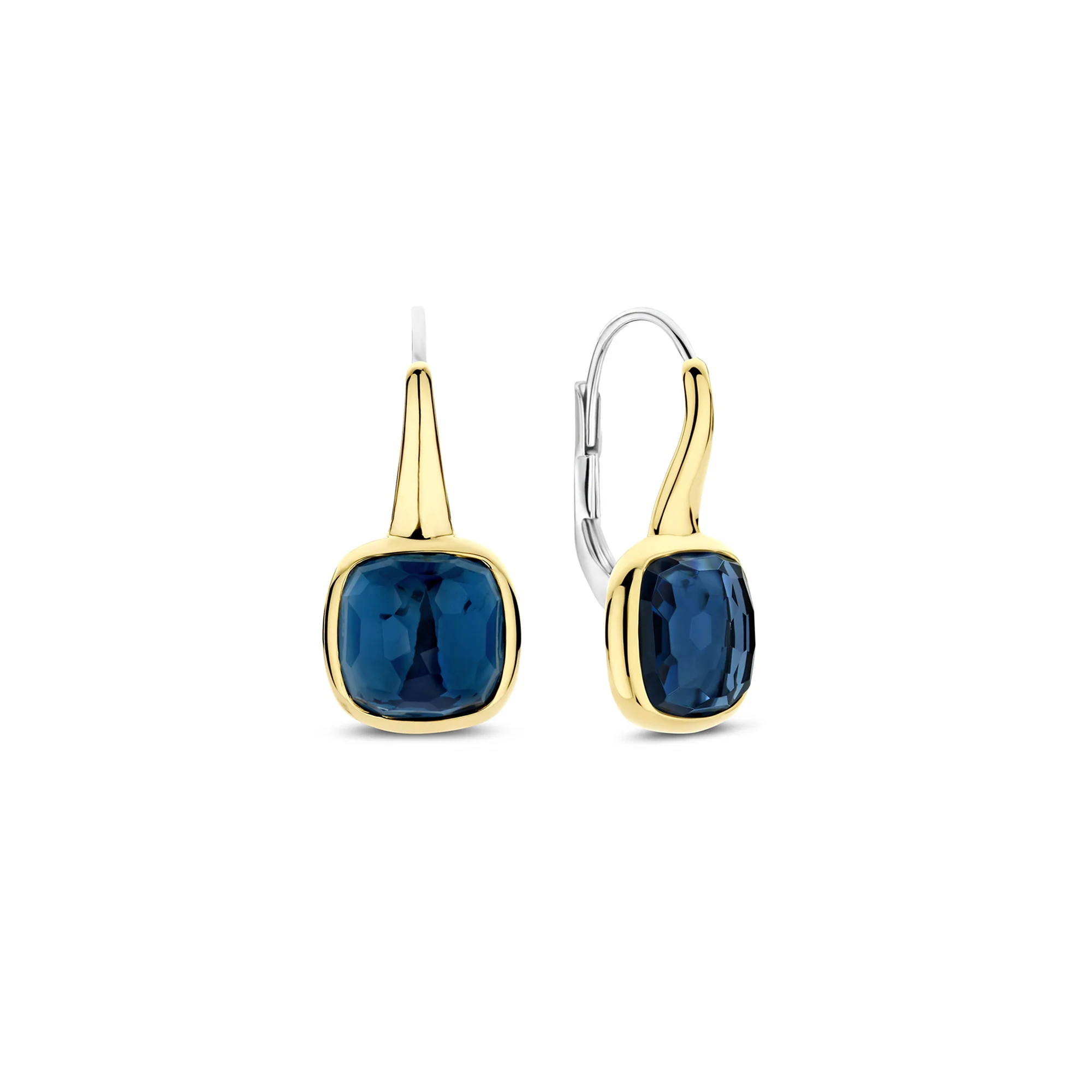Ti Sento Yellow Gold Plated Dark Blue Crystal Drop Earrings 7989DB - Image 2