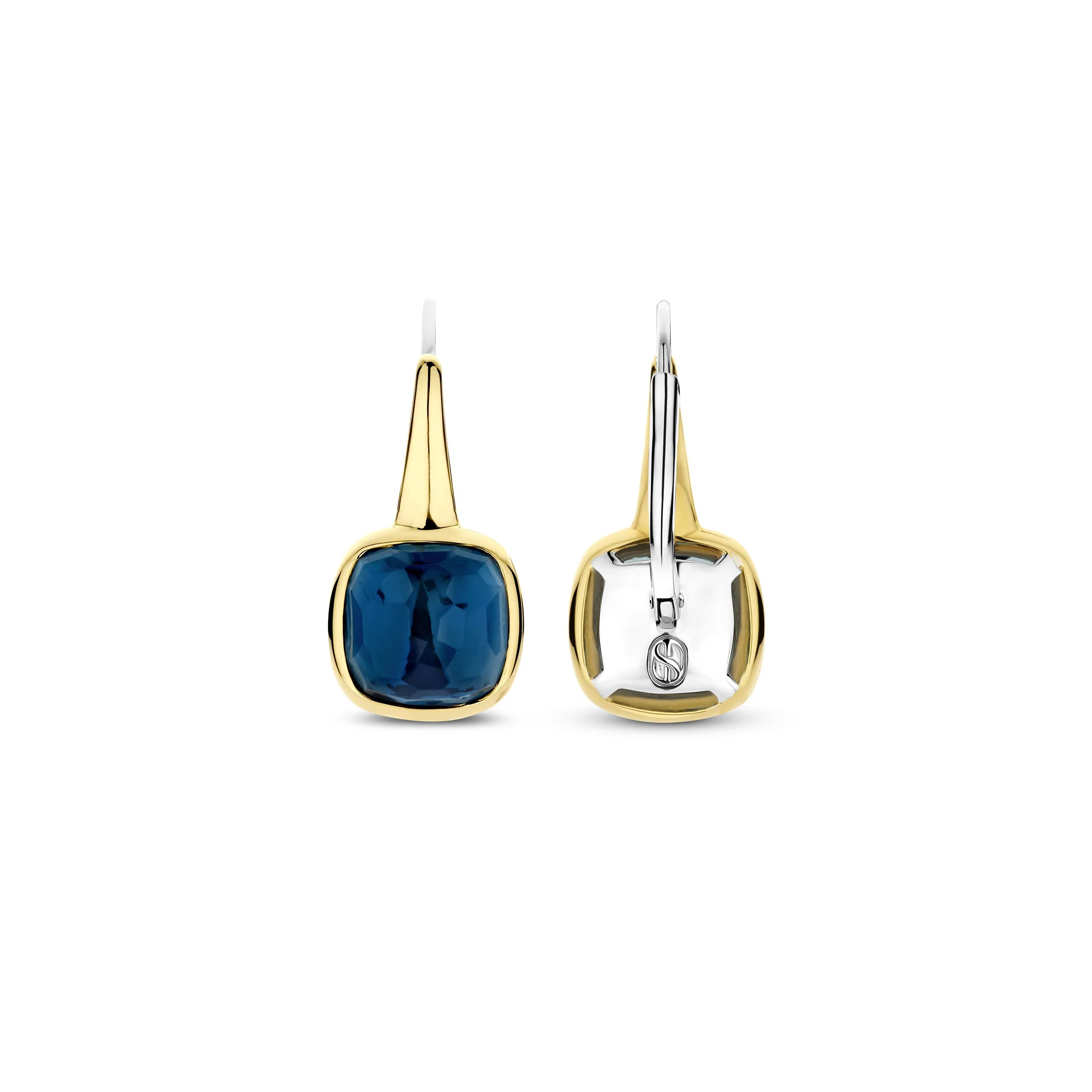 Ti Sento Yellow Gold Plated Dark Blue Crystal Drop Earrings 7989DB - Image 3