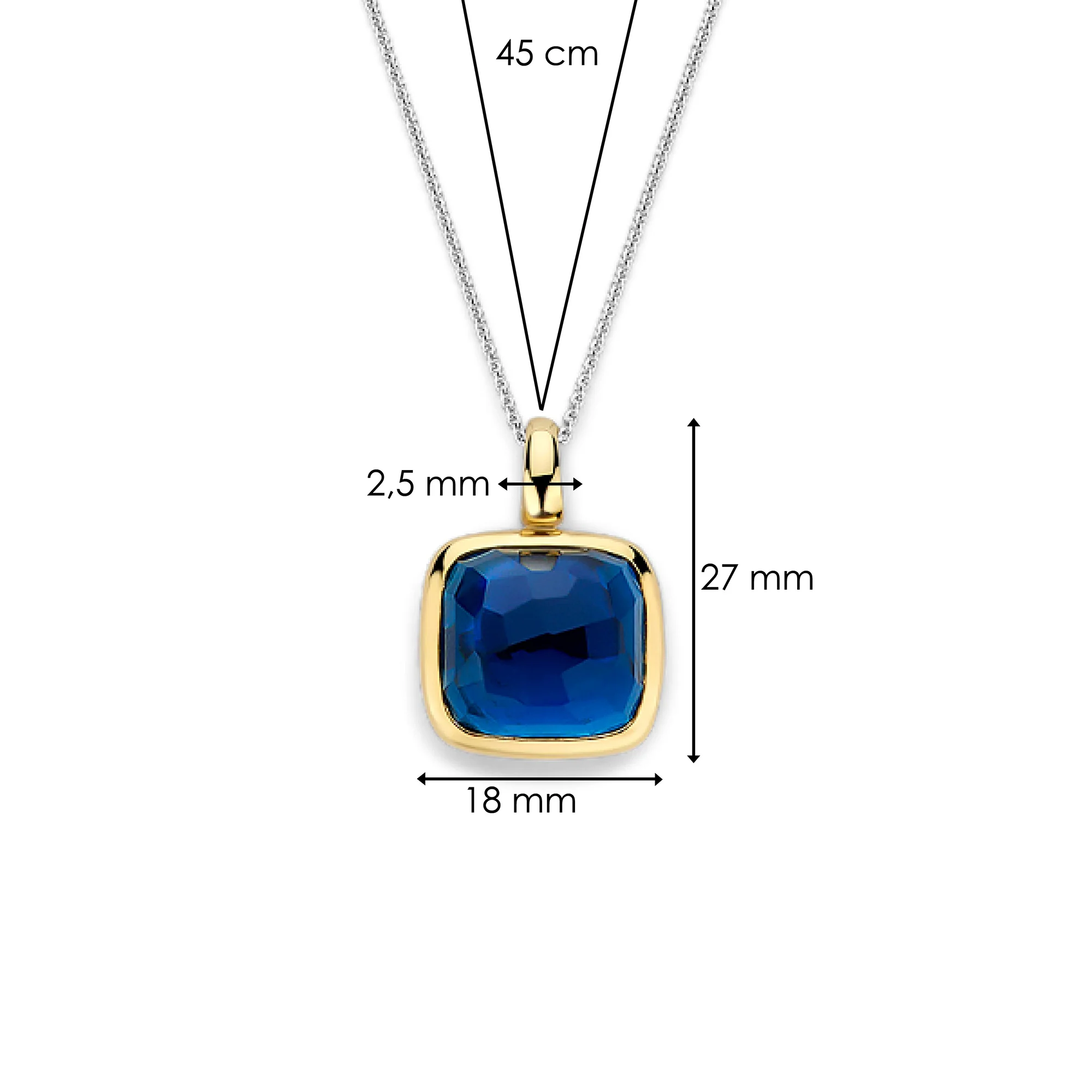 Ti Sento Yellow Gold Plated Dark Blue Crystal Pendant 6836DB - Image 6