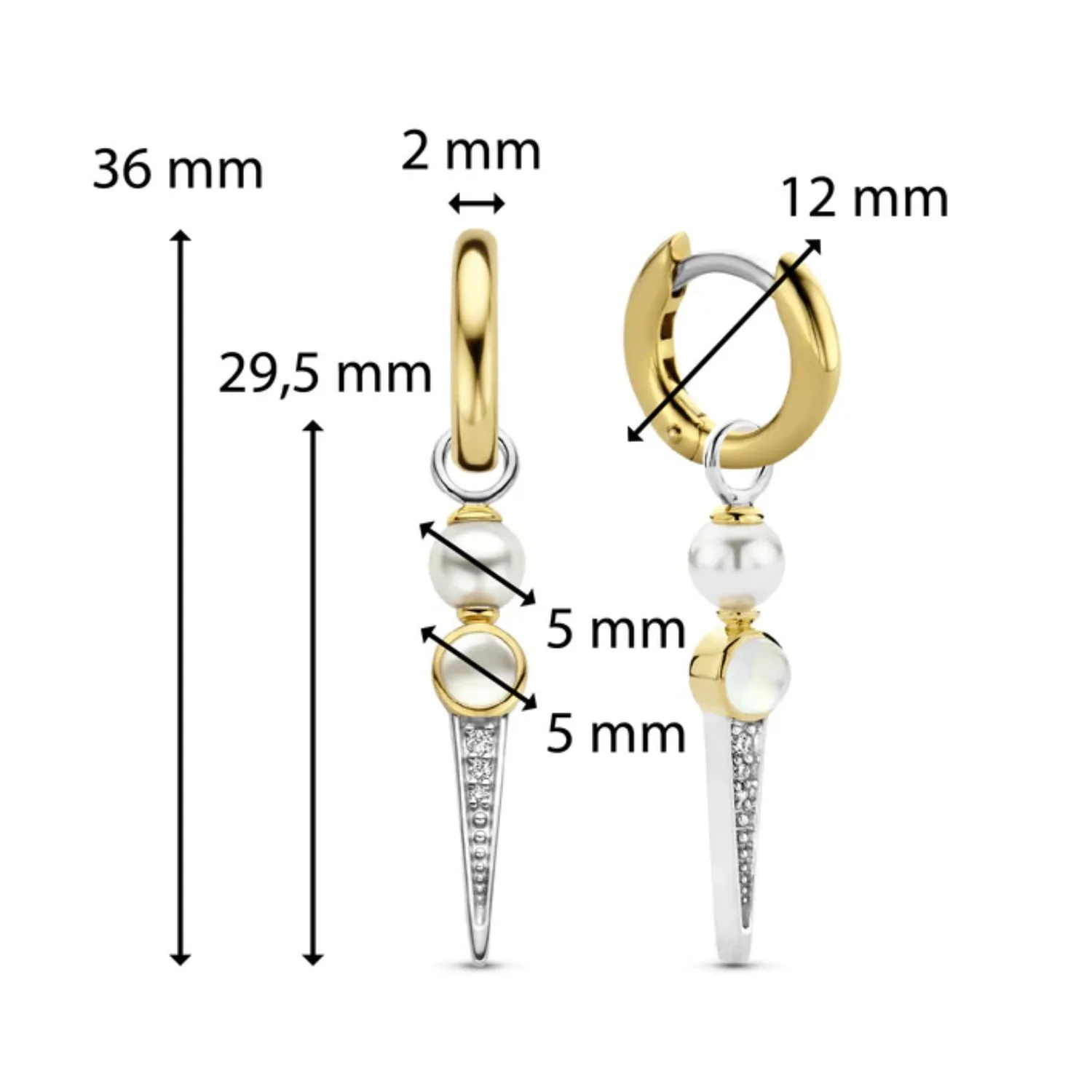 Ti Sento Yellow Gold Plated Edgy Drop Earrings 7933YP - Image 3