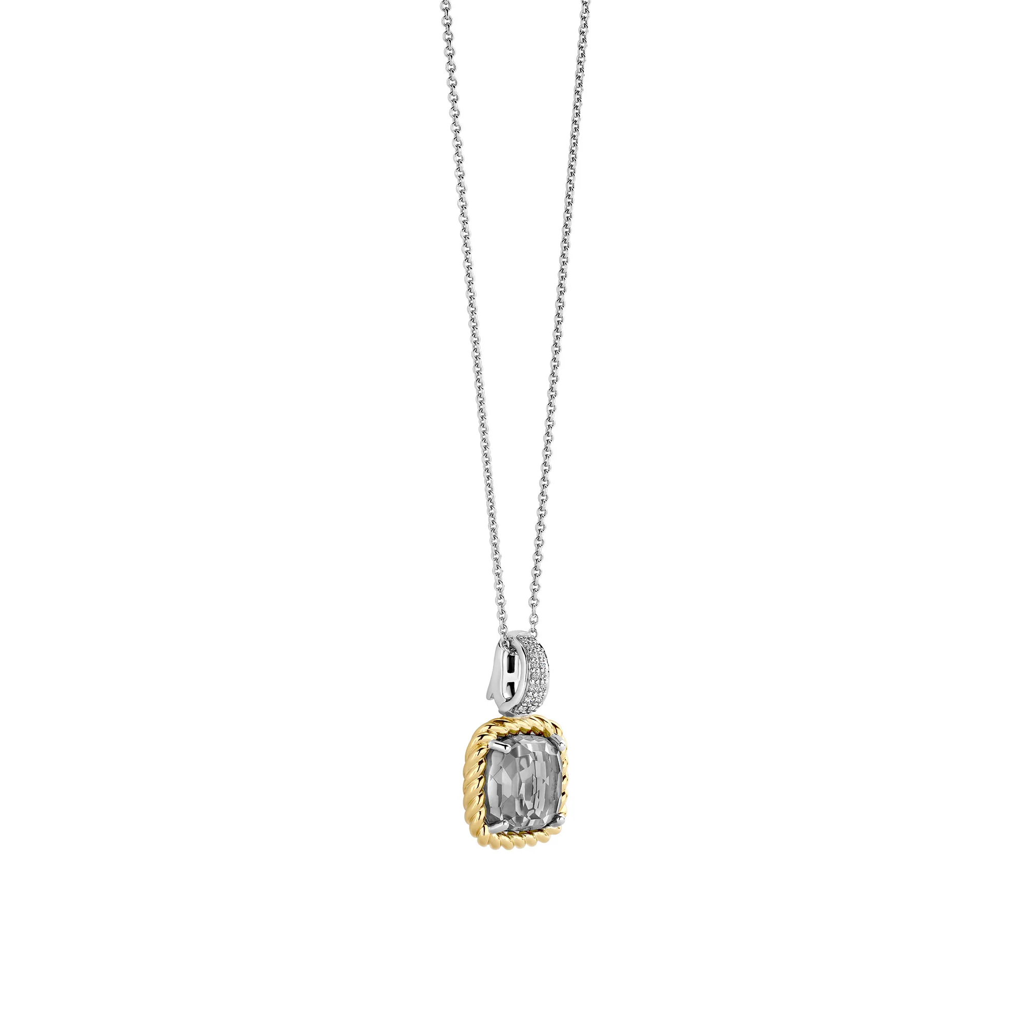Ti Sento Yellow Gold Plated Grey Crystal and Cubic Zirconia Pendant 6853GG - Image 2