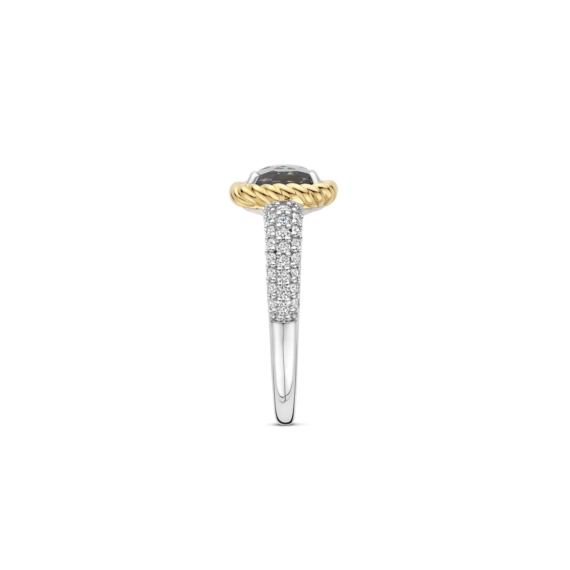 Ti Sento Yellow Gold Plated Grey Crystal and Cubic Zirconia Ring 12399GG (54) - Image 2