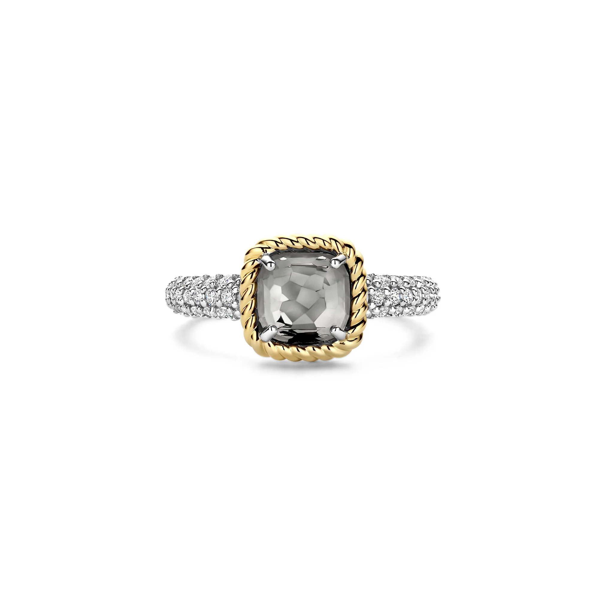 Ti Sento Yellow Gold Plated Grey Crystal and Cubic Zirconia Ring 12399GG (54) - Image 3