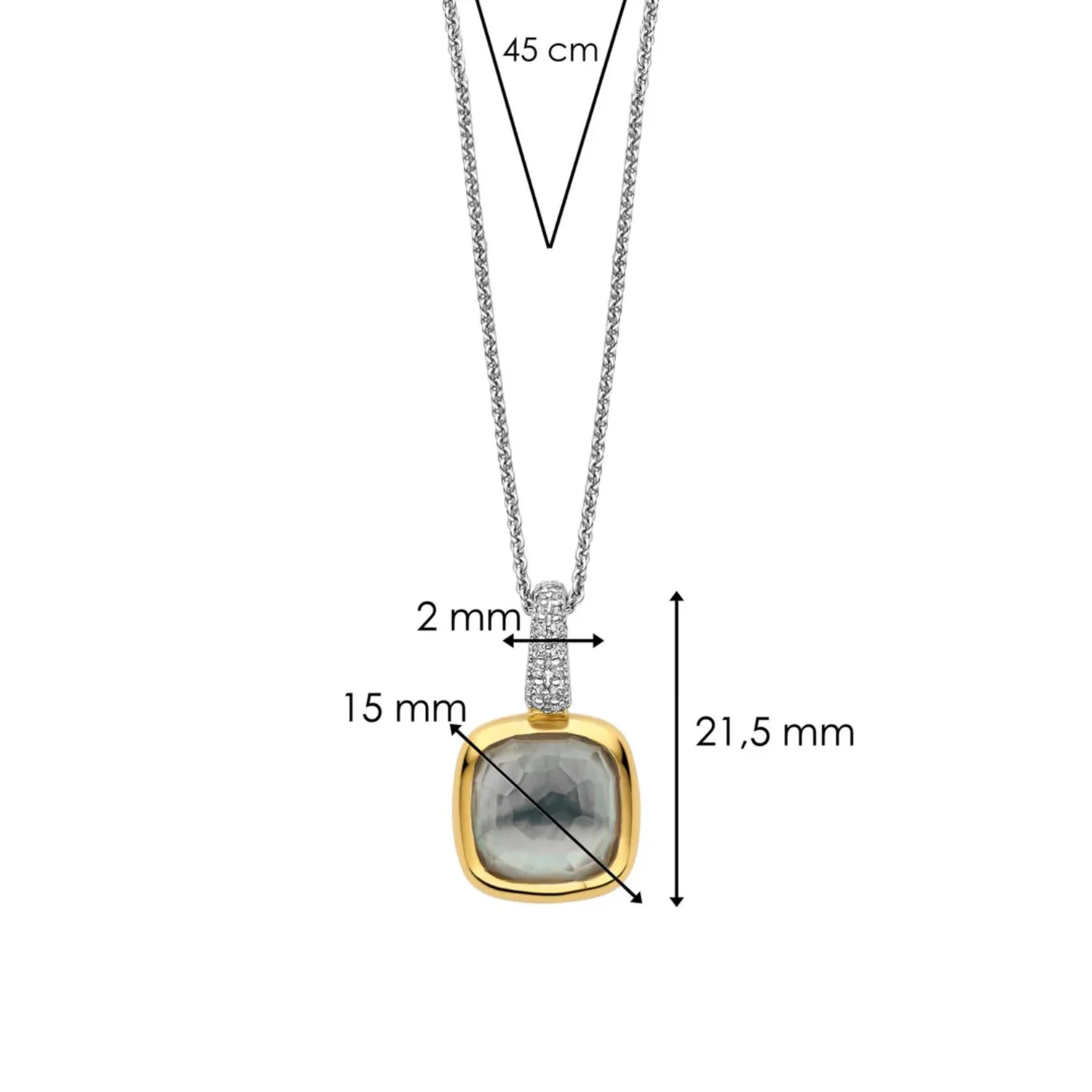 Ti Sento Yellow Gold Plated Grey Crystal Pendant 6829BL - Image 6