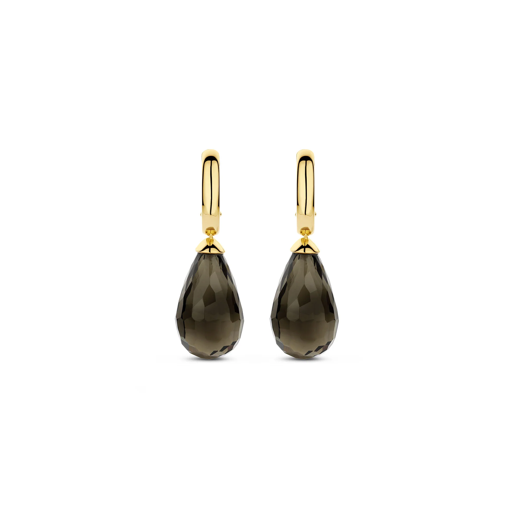 Ti Sento Yellow Gold Plated Khaki Green Crystal Teardrop Hoop Earrings 78037KA - Image 2