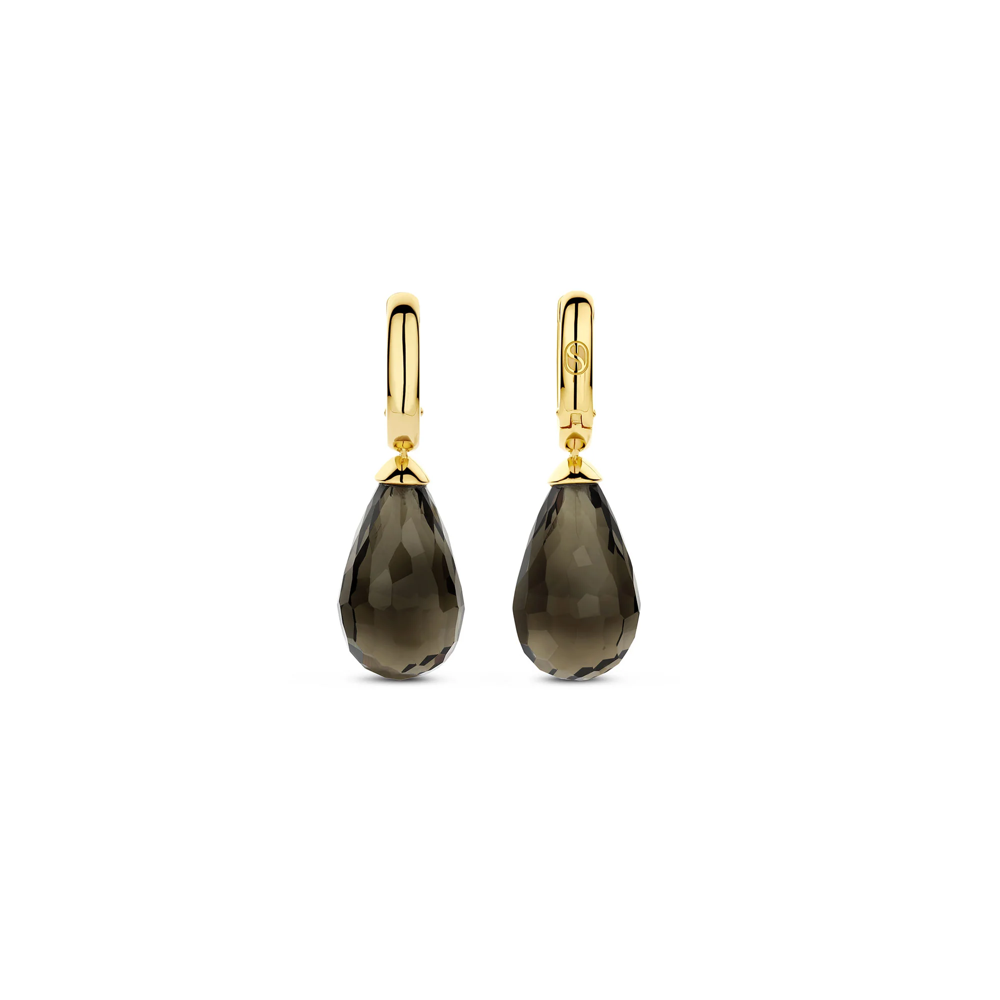 Ti Sento Yellow Gold Plated Khaki Green Crystal Teardrop Hoop Earrings 78037KA - Image 3