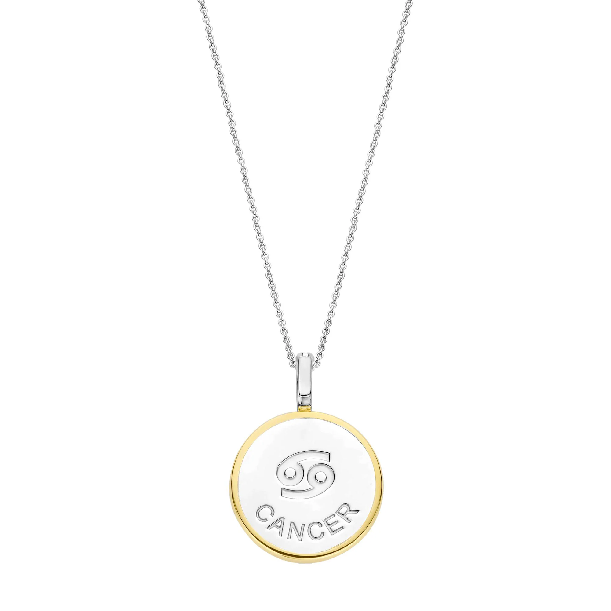 Ti Sento Yellow Gold Plated Mother of Pearl Cubic Zirconia Zodiac Cancer Pendant 6826CA - Image 2