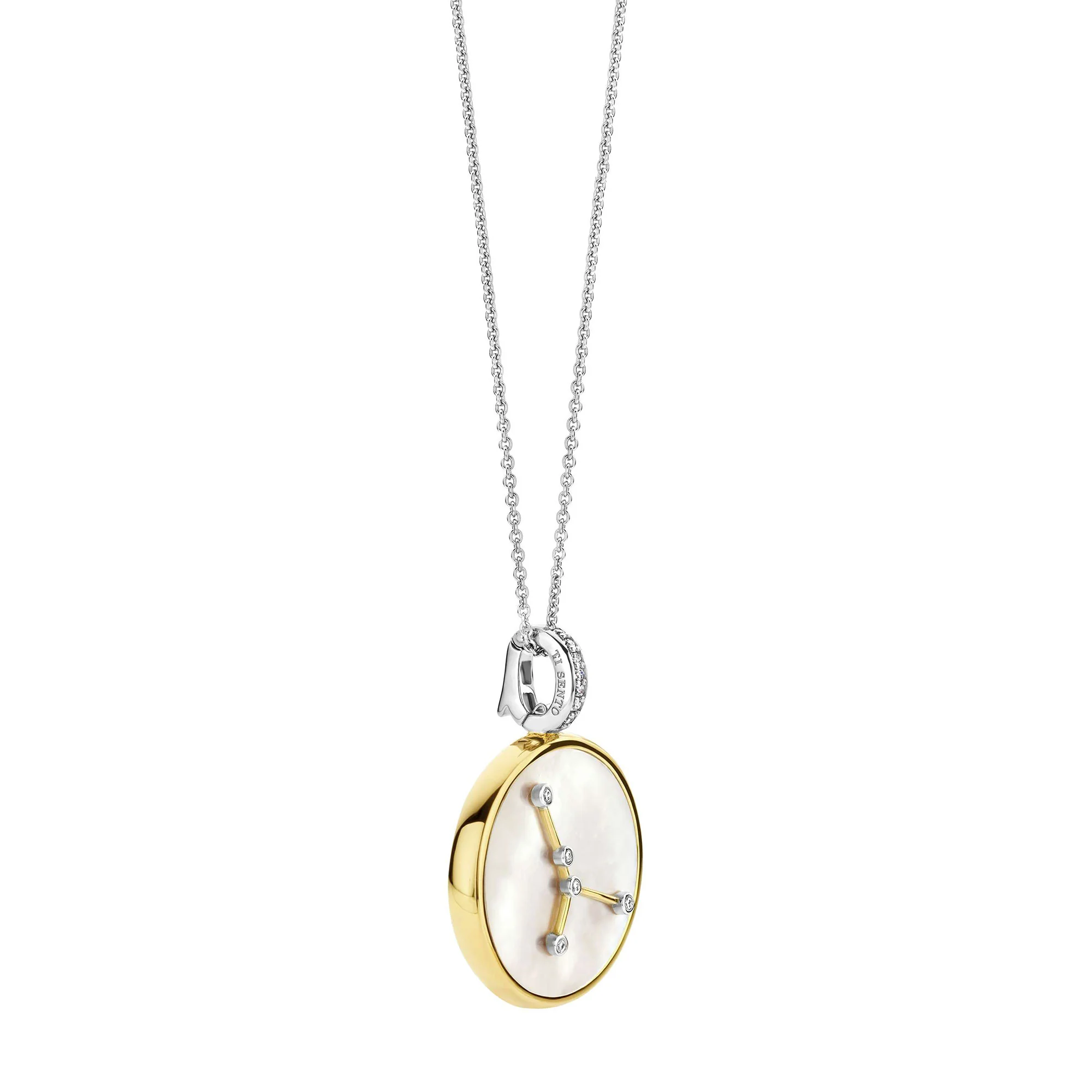 Ti Sento Yellow Gold Plated Mother of Pearl Cubic Zirconia Zodiac Cancer Pendant 6826CA - Image 3
