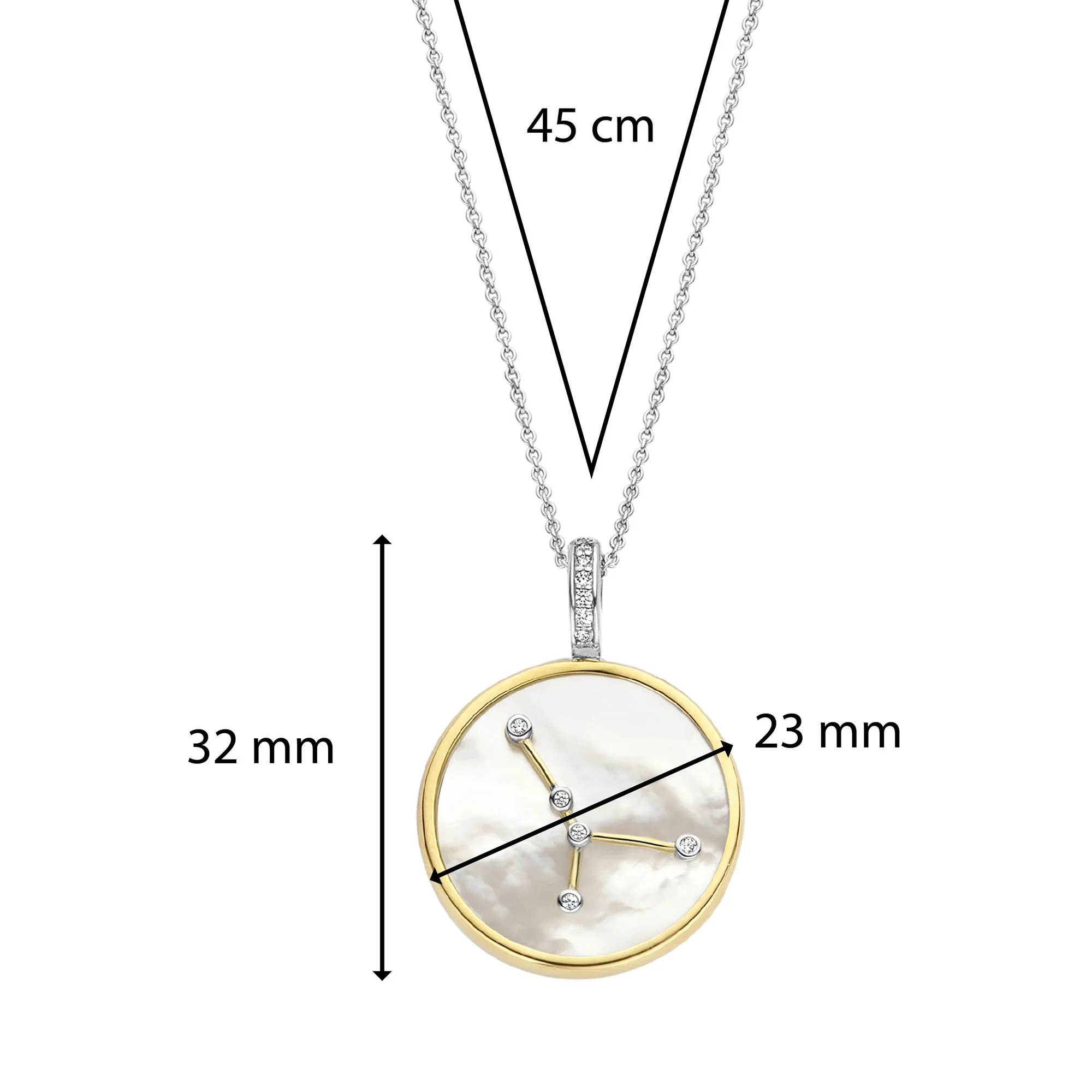 Ti Sento Yellow Gold Plated Mother of Pearl Cubic Zirconia Zodiac Cancer Pendant 6826CA - Image 4
