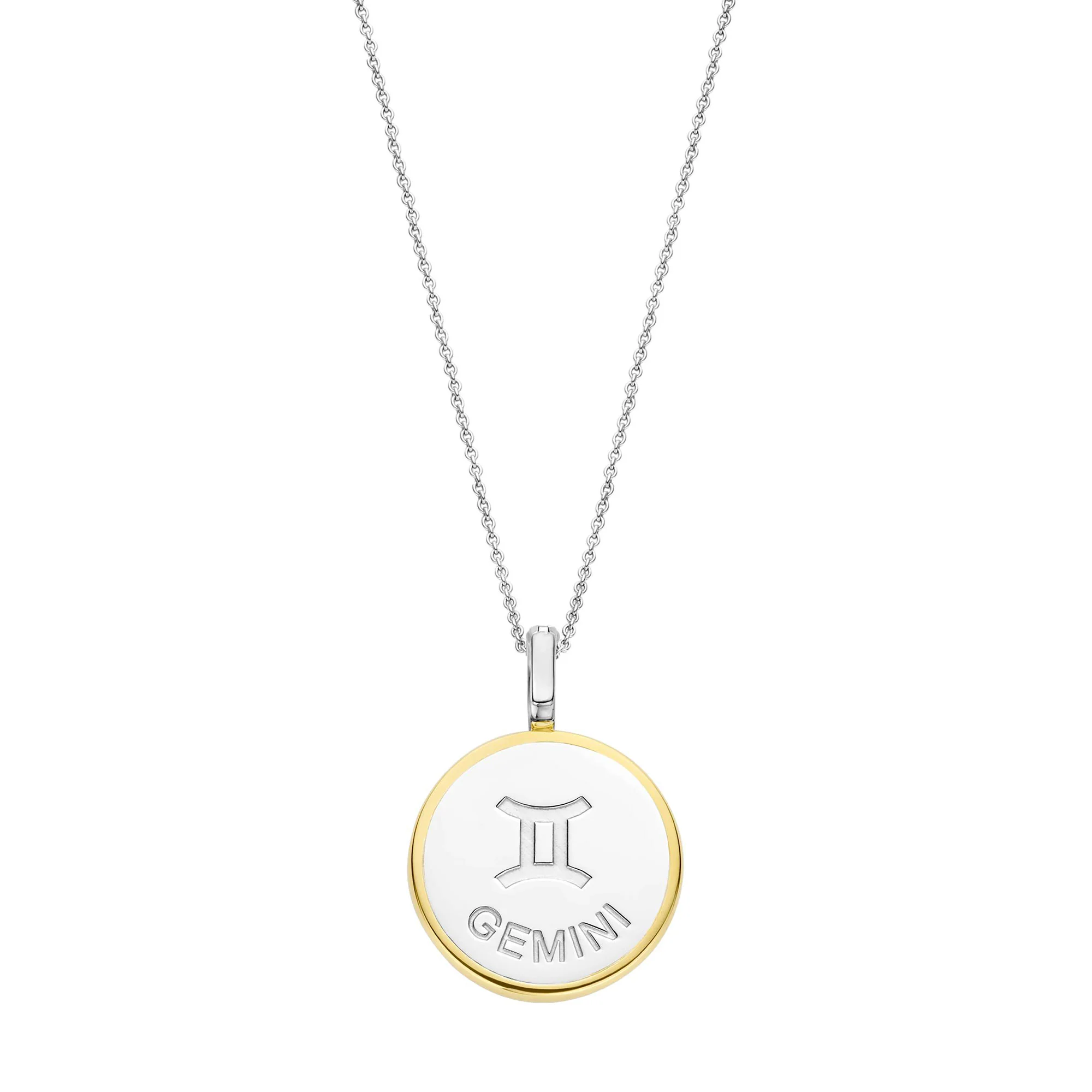 Ti Sento Yellow Gold Plated Mother of Pearl Cubic Zirconia Zodiac Gemini Pendant - Image 2