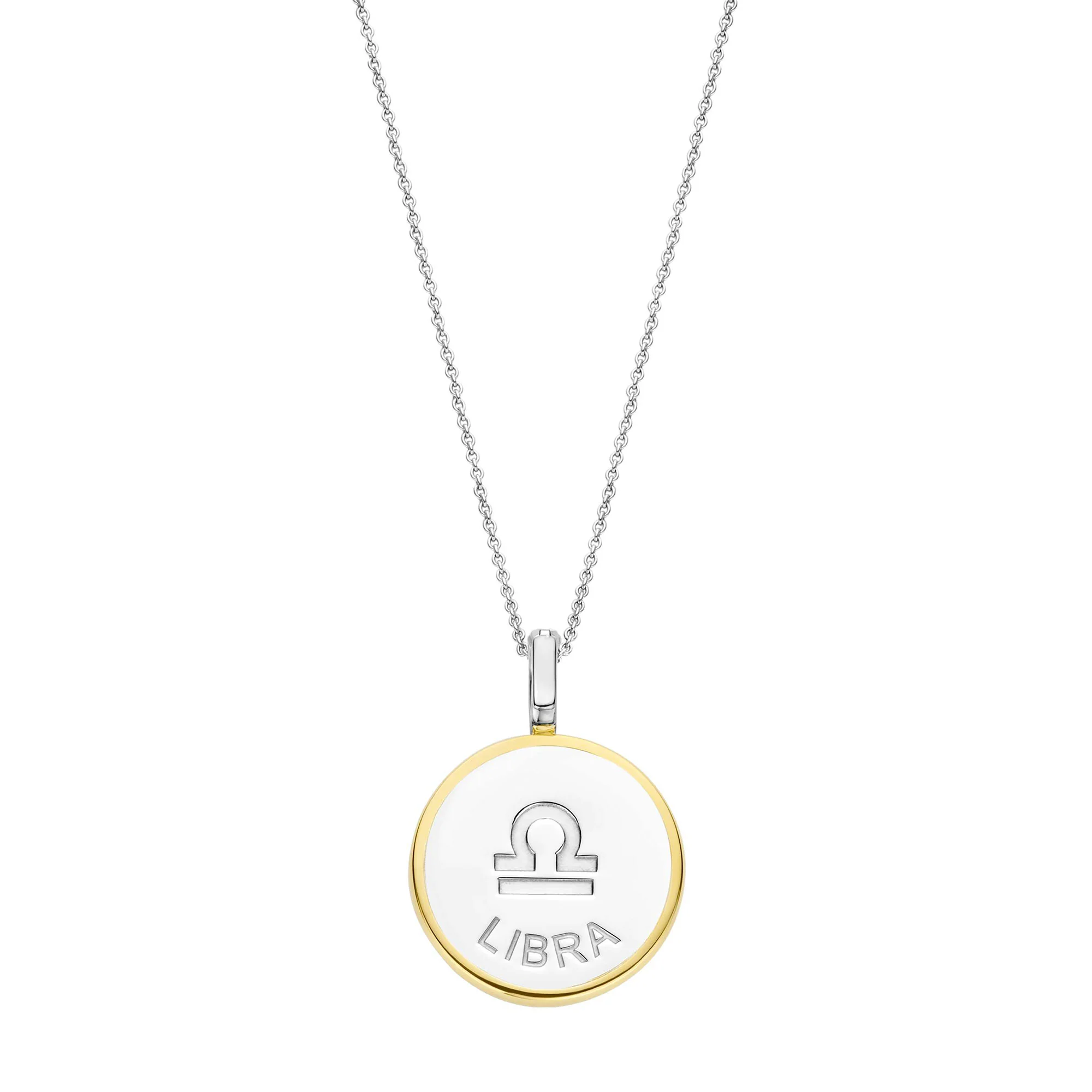 Ti Sento Yellow Gold Plated Mother of Pearl Cubic Zirconia Zodiac Libra Pendant 6826LI - Image 2