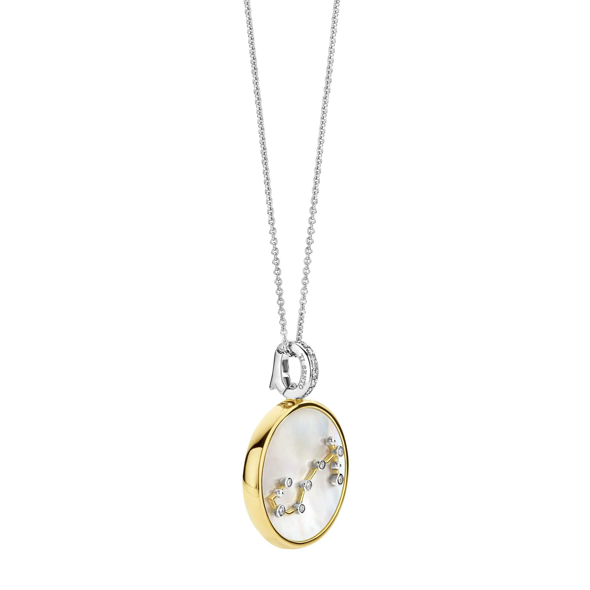 Ti Sento Yellow Gold Plated Mother of Pearl Cubic Zirconia Zodiac Scorpio Pendant 6826SC - Image 3