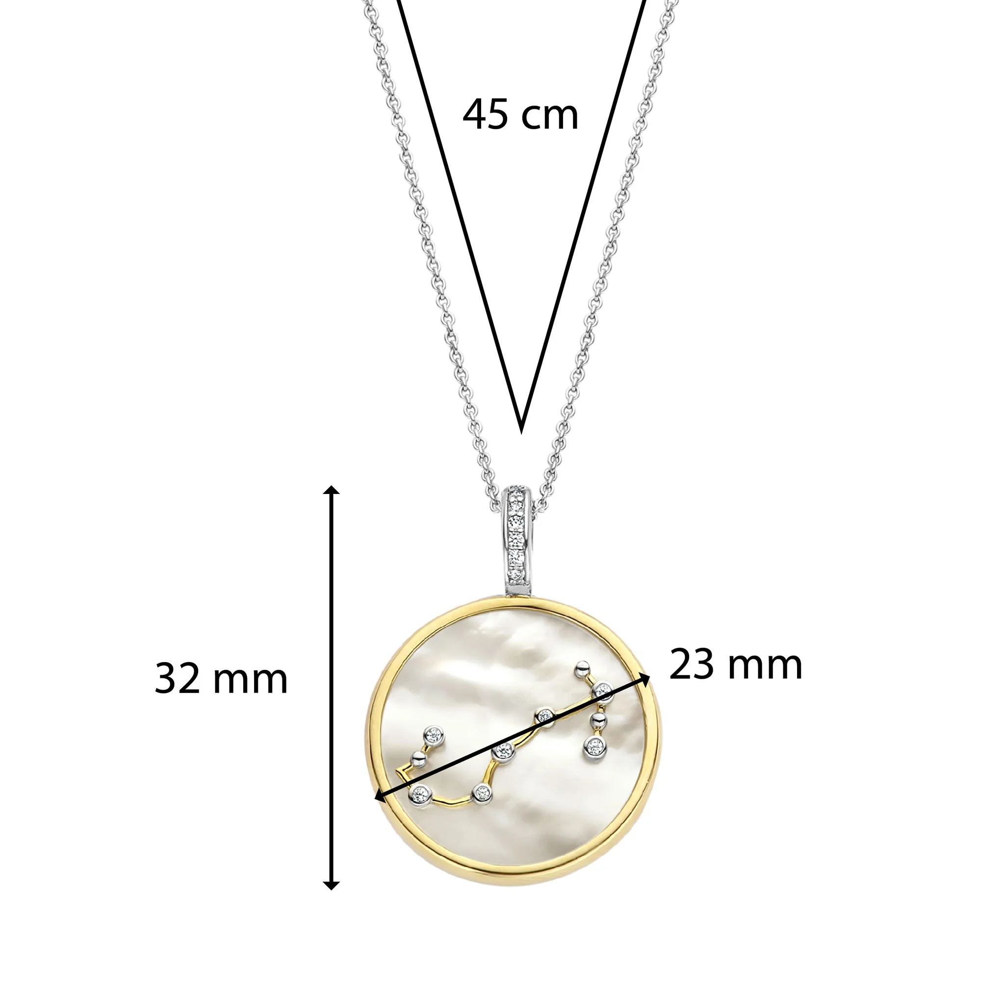 Ti Sento Yellow Gold Plated Mother of Pearl Cubic Zirconia Zodiac Scorpio Pendant 6826SC - Image 4