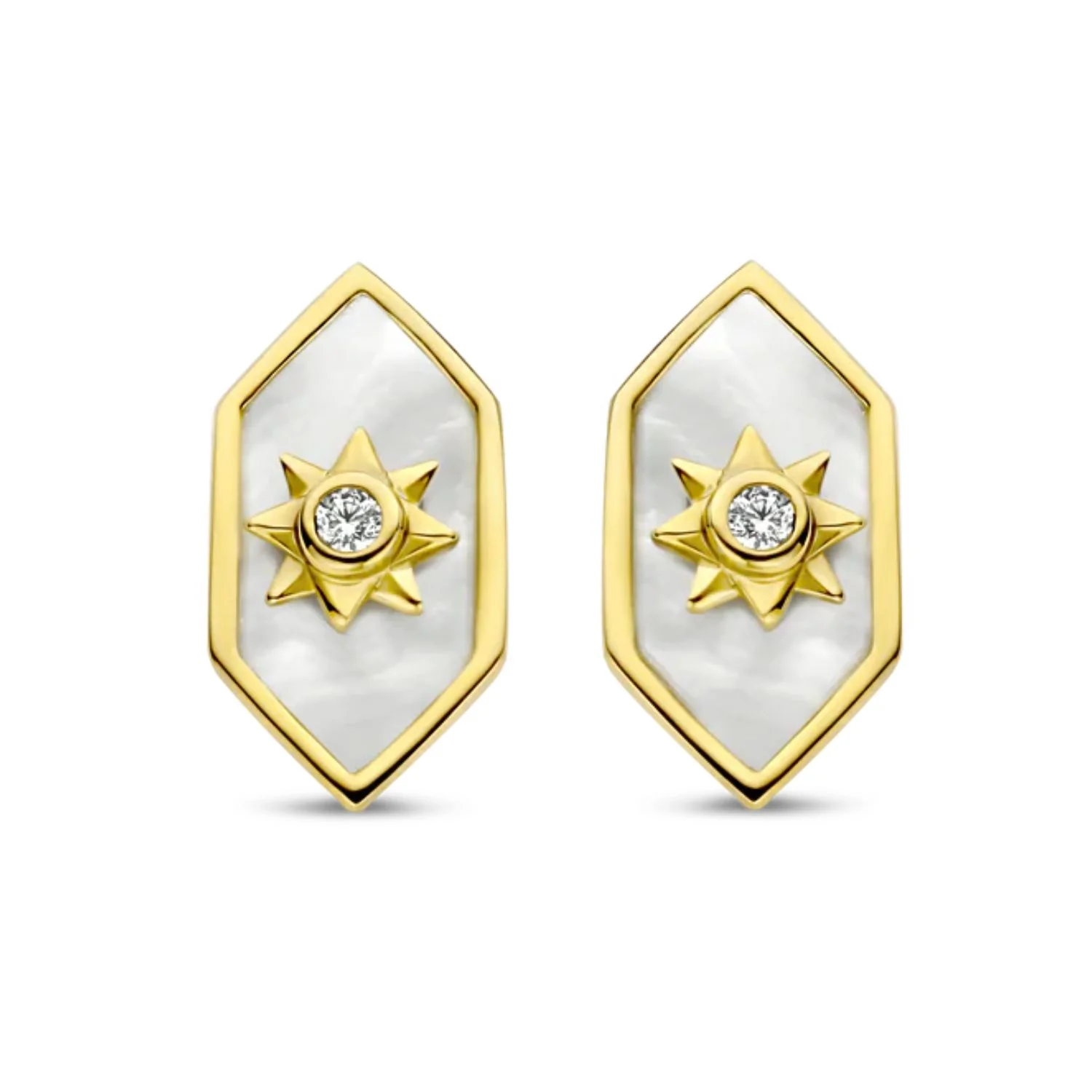 Ti Sento Yellow Gold Plated Mother Of Pearl Stud Earrings 7943MW - Image 2