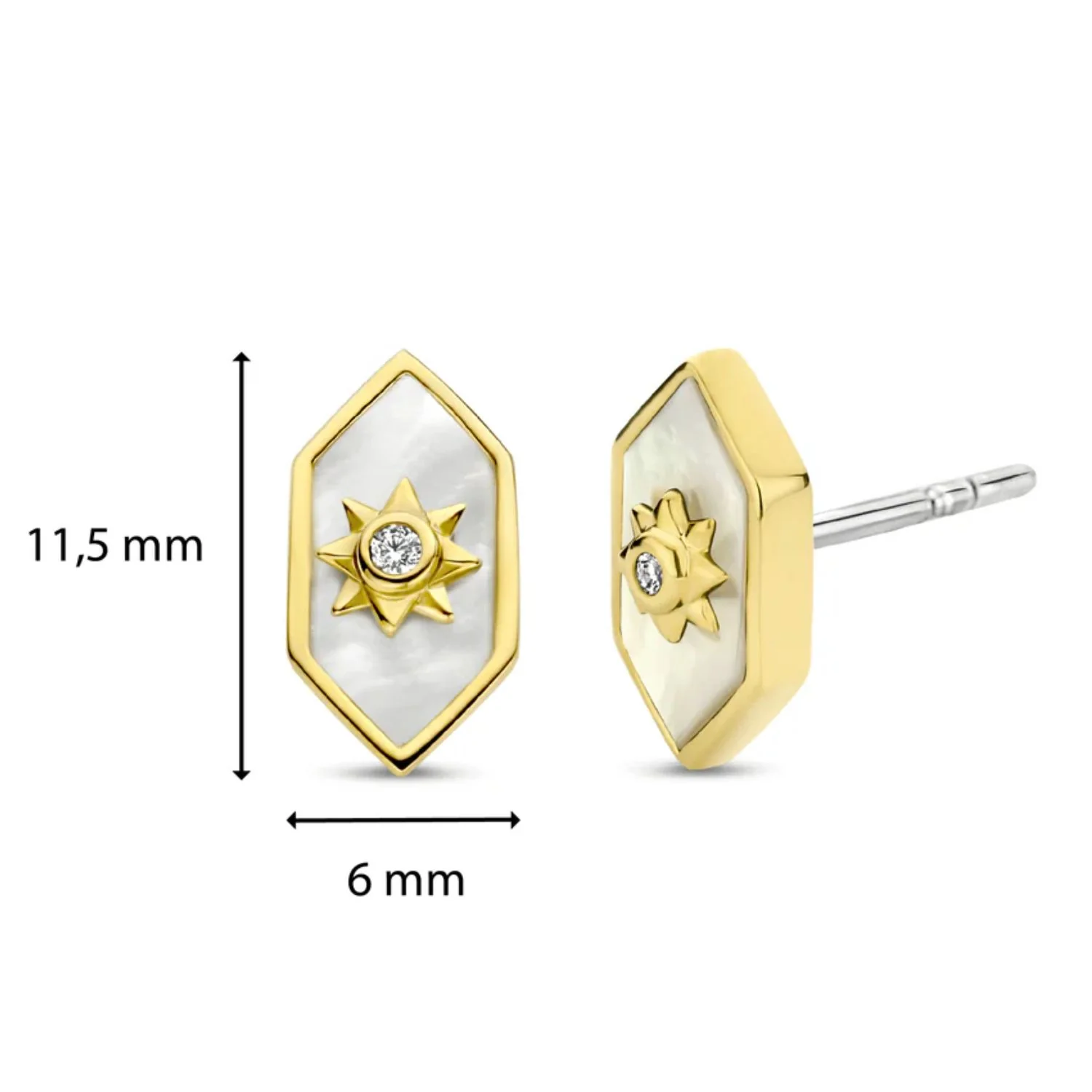 Ti Sento Yellow Gold Plated Mother Of Pearl Stud Earrings 7943MW - Image 3