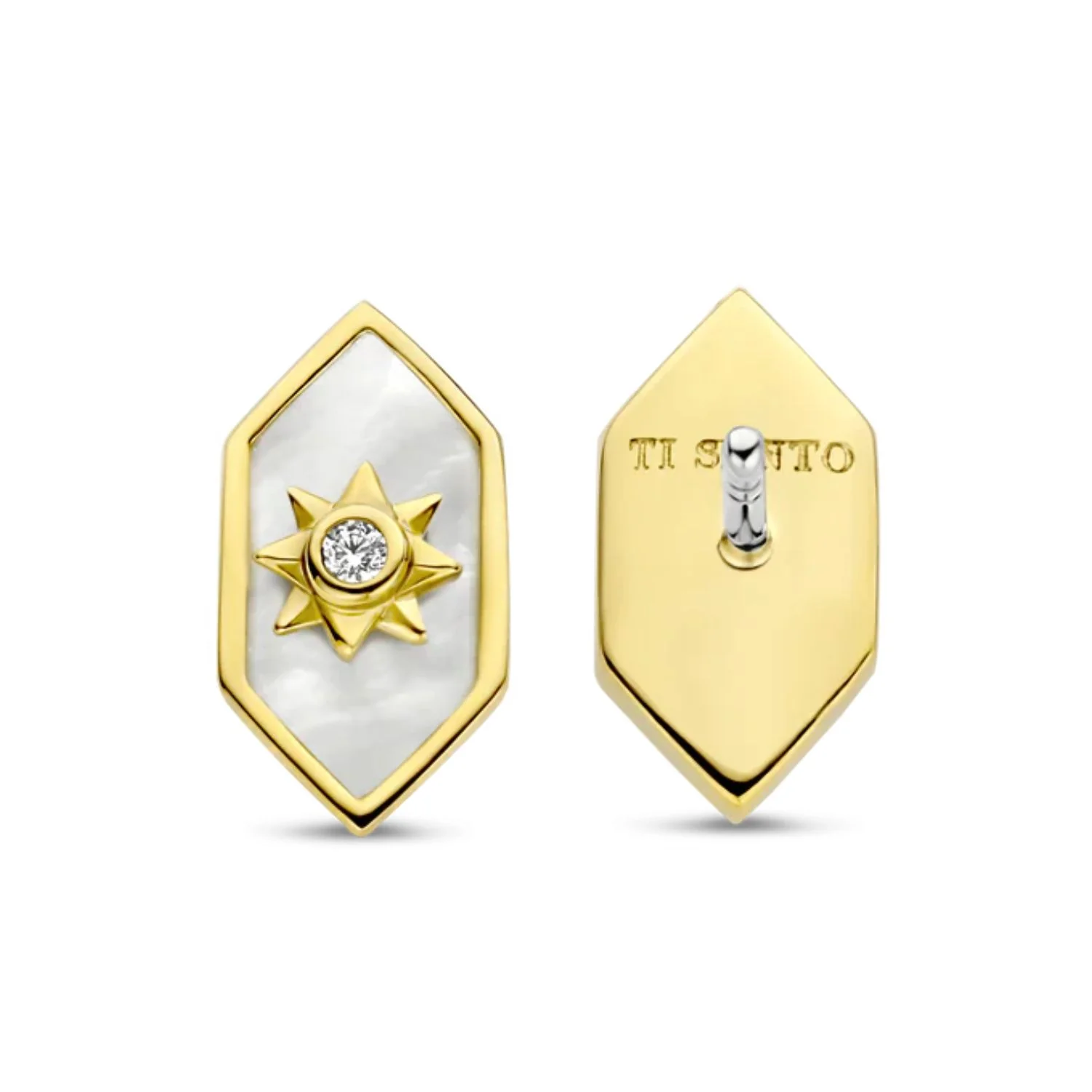 Ti Sento Yellow Gold Plated Mother Of Pearl Stud Earrings 7943MW - Image 4