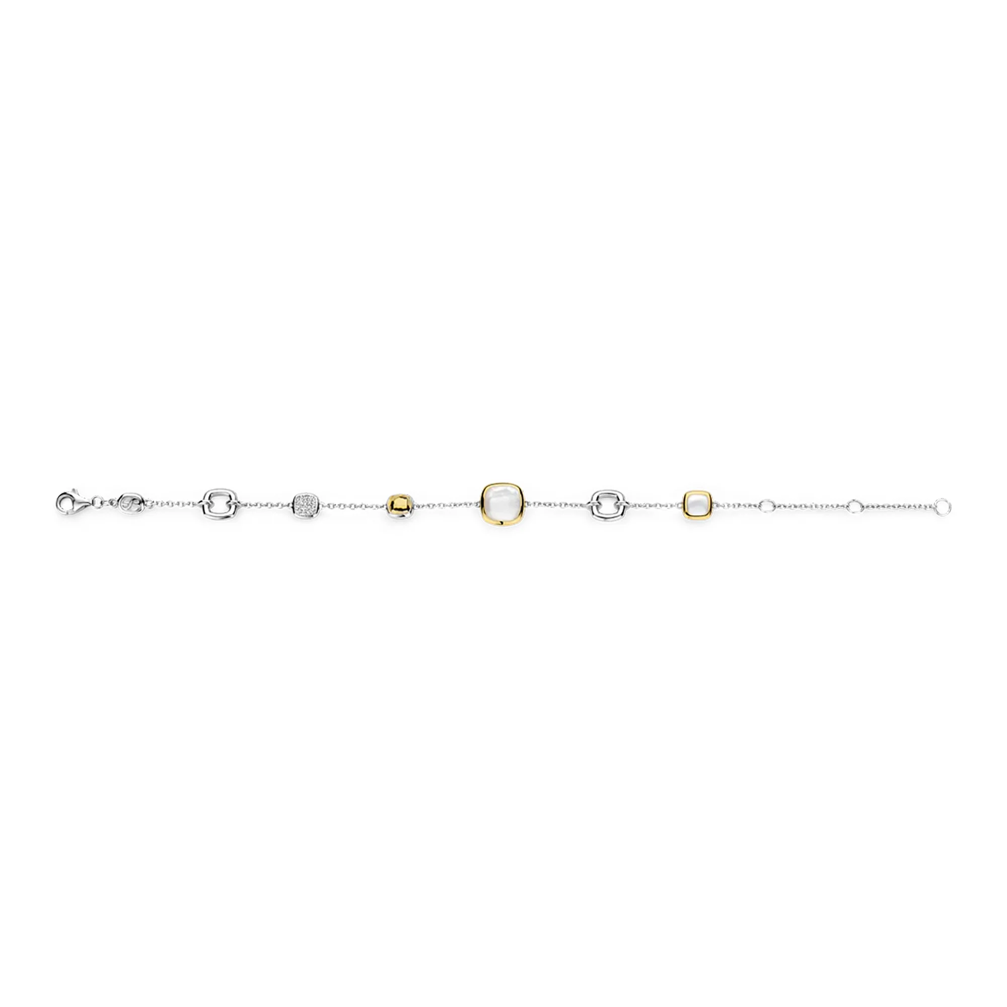 Ti Sento Yellow Gold Plated Mother of Pearl Grey and Cubic Zirconia Bracelet 23053BL - Image 2