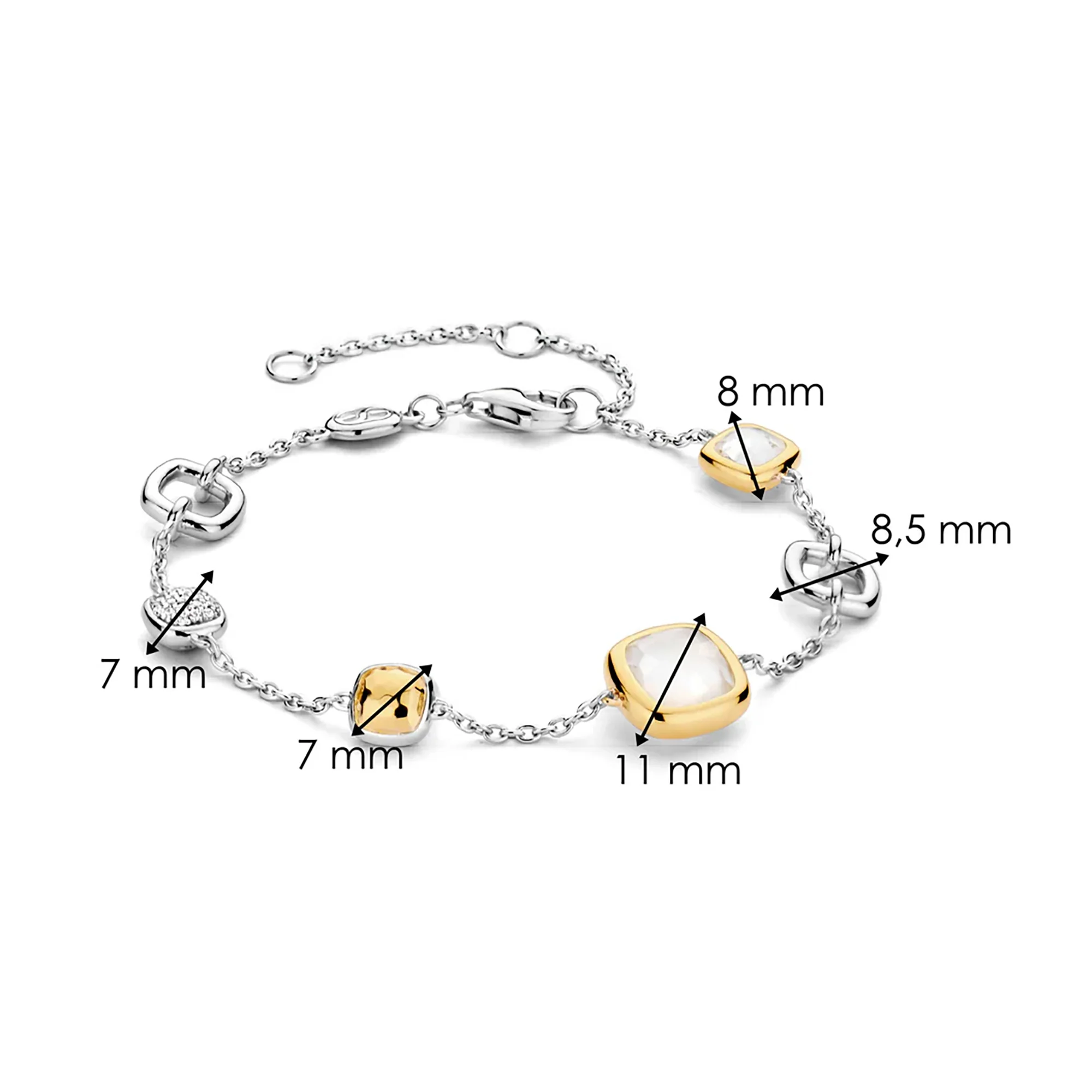 Ti Sento Yellow Gold Plated Mother of Pearl Grey and Cubic Zirconia Bracelet 23053BL - Image 4