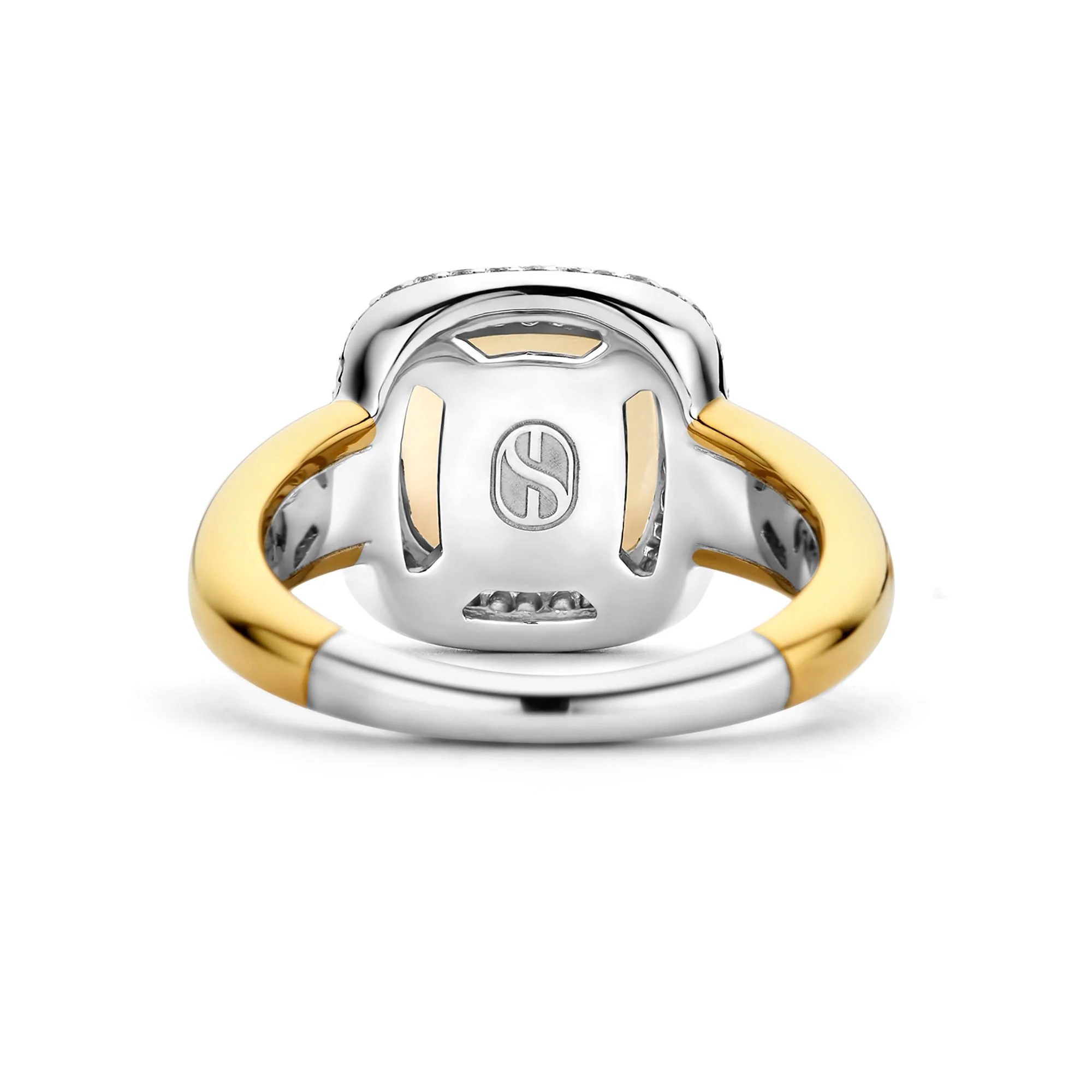 Ti Sento Yellow Gold Plated Mother of Pearl White and Cubic Zirconia Cluster Ring 12330MW (56) - Image 4