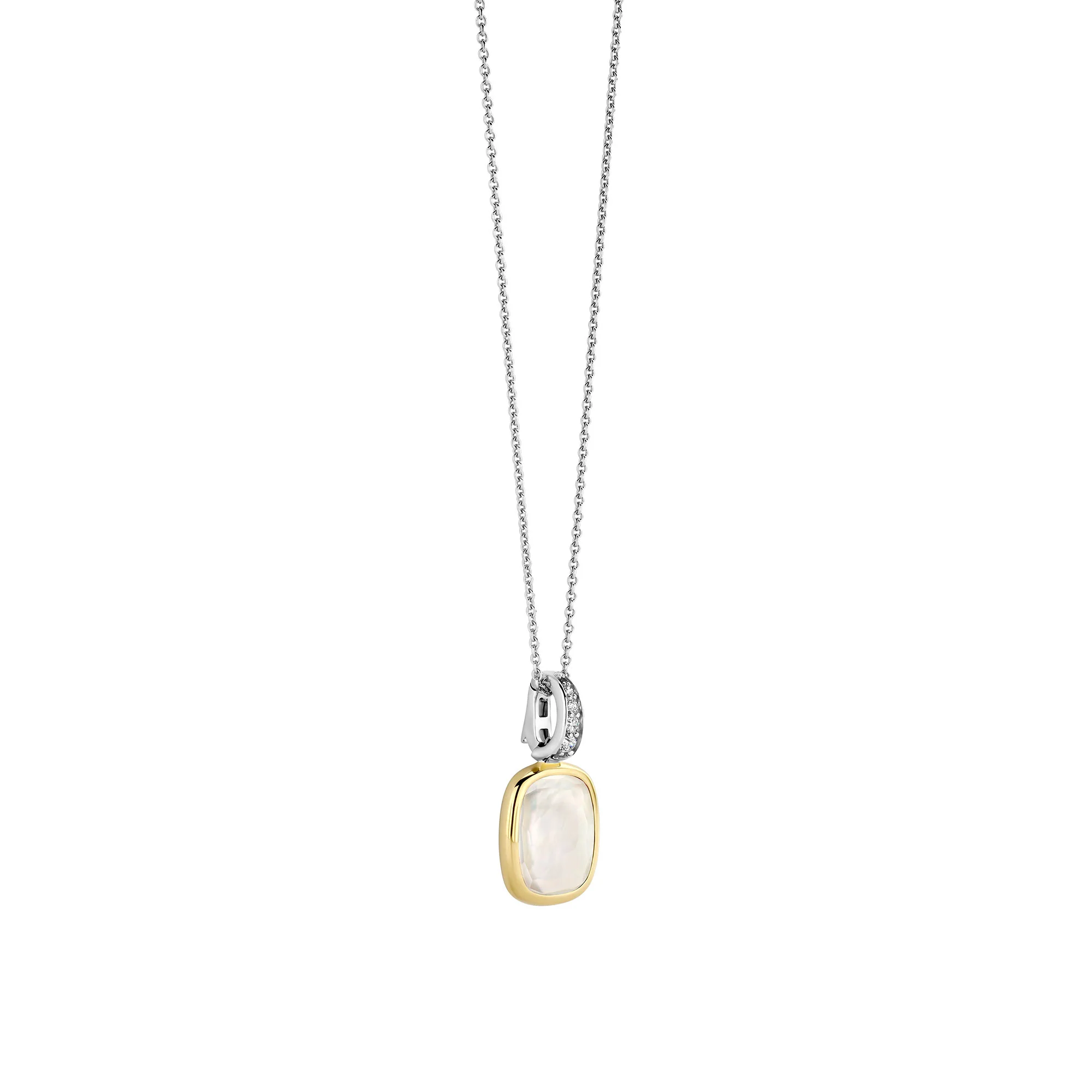 Ti Sento Yellow Gold Plated Mother of Pearl White Crystal and Cubic Zirconia Pendant 6852MW - Image 2