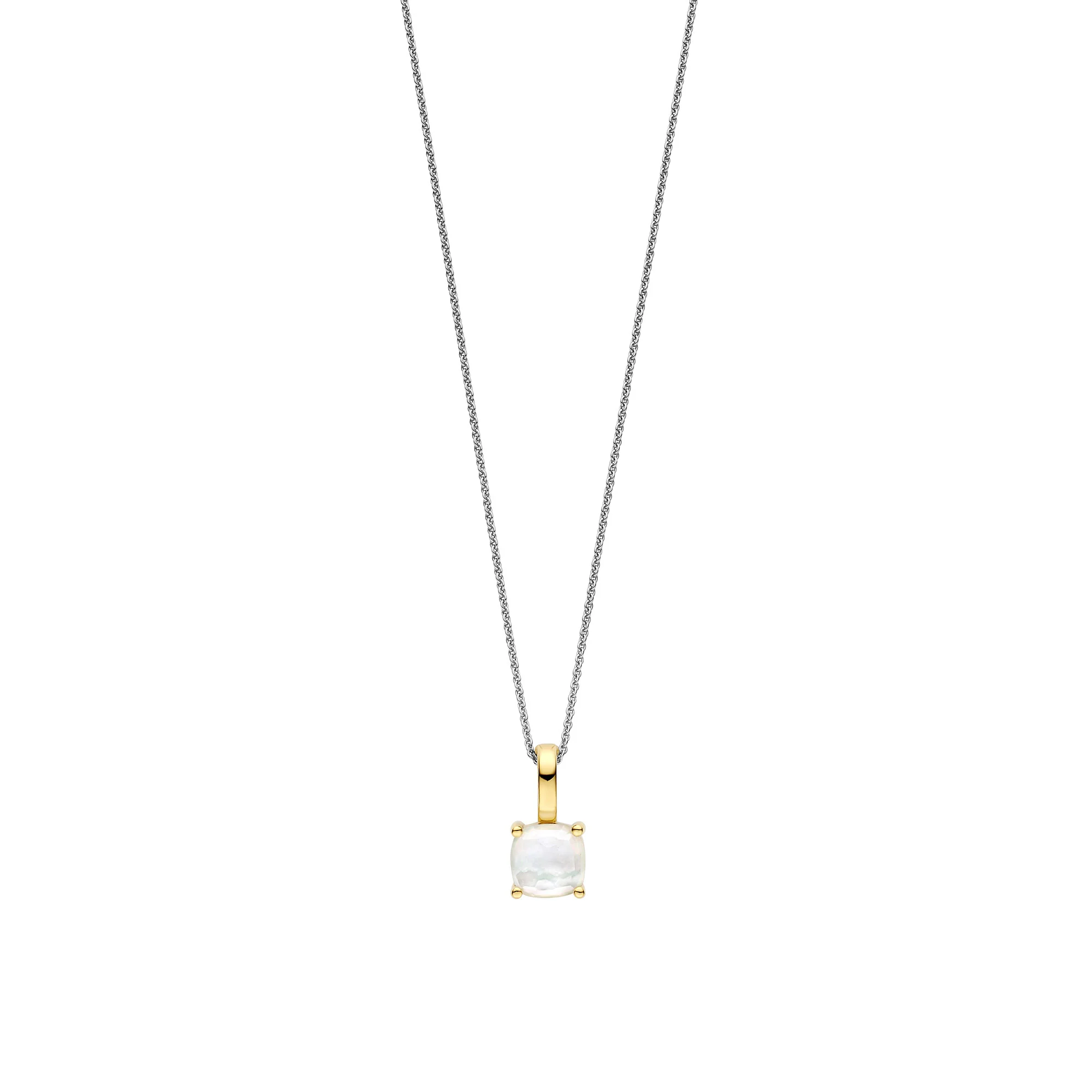 Ti Sento Yellow Gold Plated Mother of Pearl White Crystal Pendant 6854MW