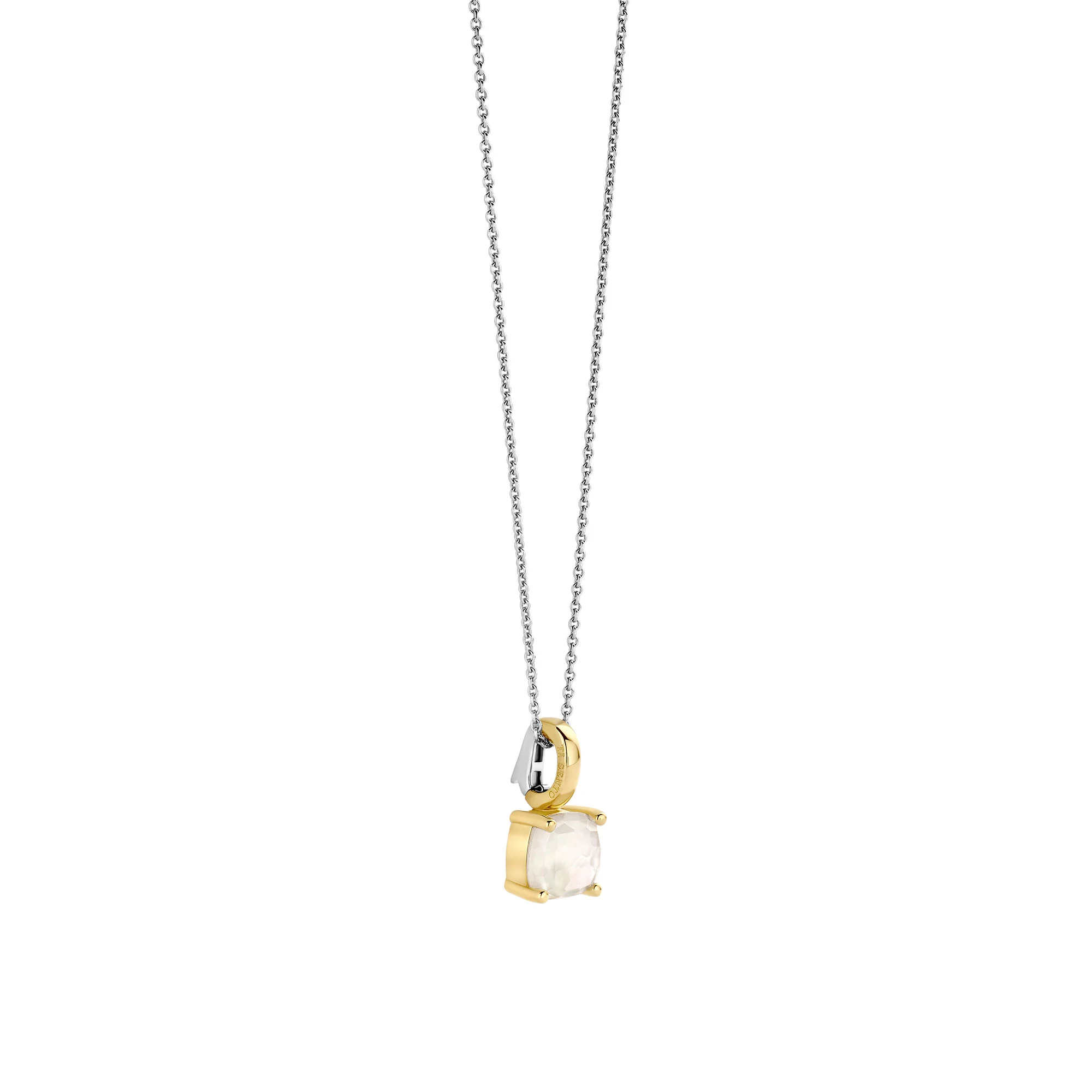 Ti Sento Yellow Gold Plated Mother of Pearl White Crystal Pendant 6854MW - Image 2