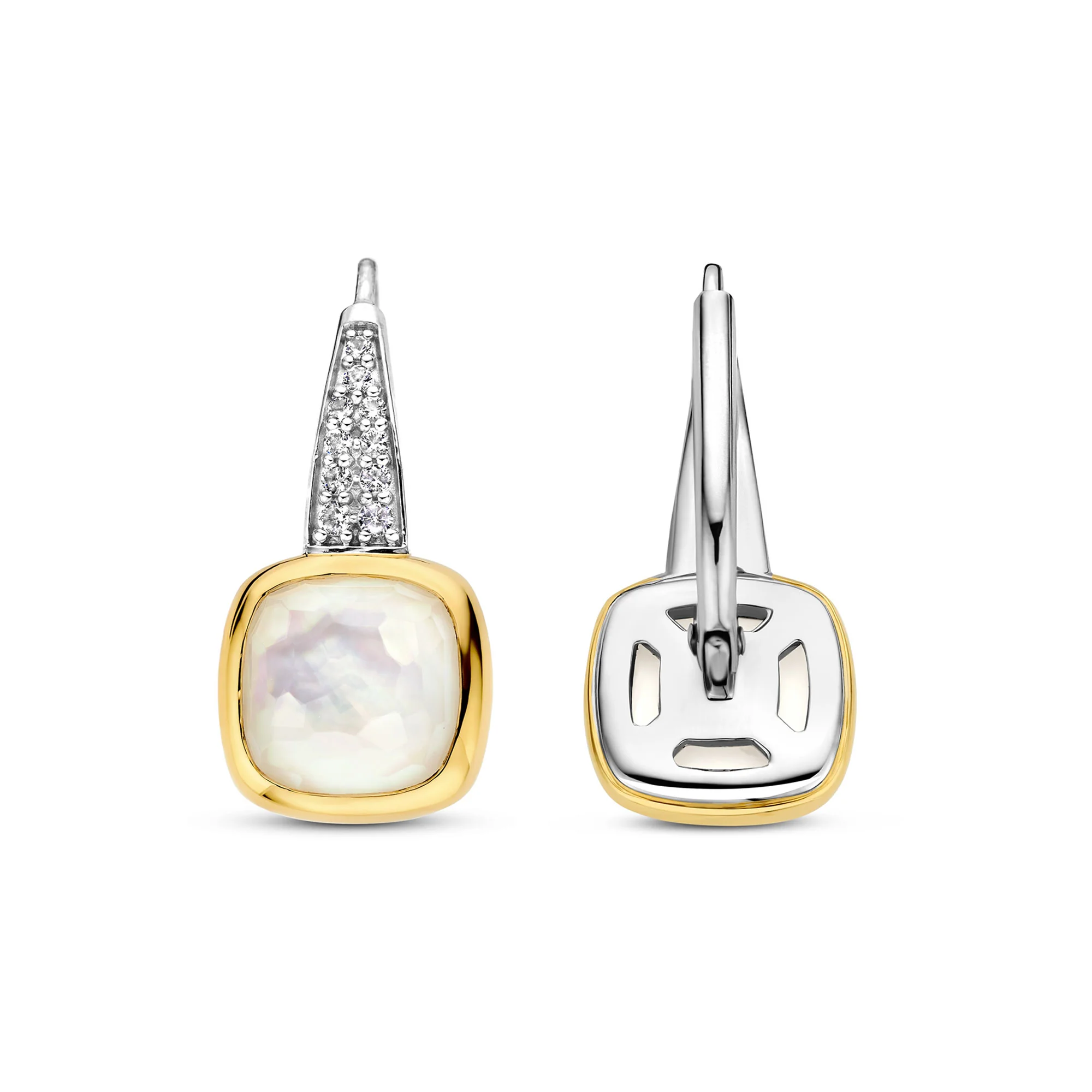 Ti Sento Yellow Gold Plated Mother of Pearl White Drop Earrings 7969MW - Image 3