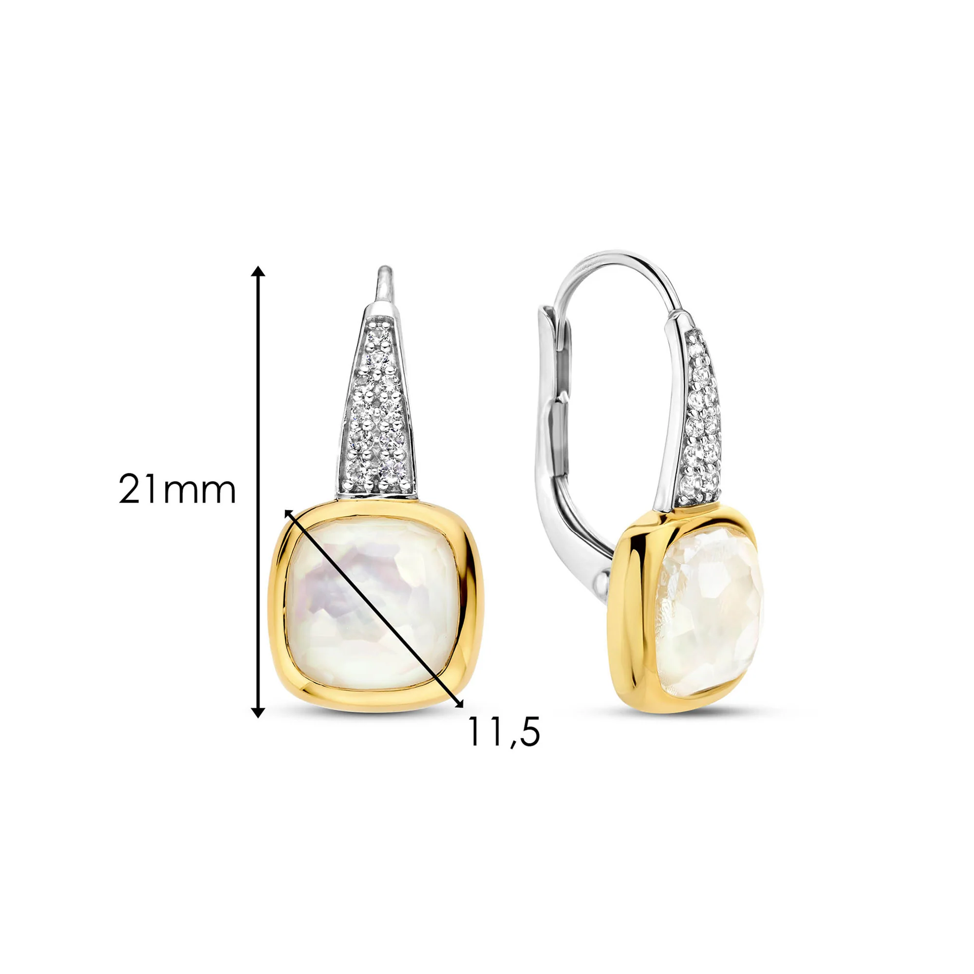 Ti Sento Yellow Gold Plated Mother of Pearl White Drop Earrings 7969MW - Image 4