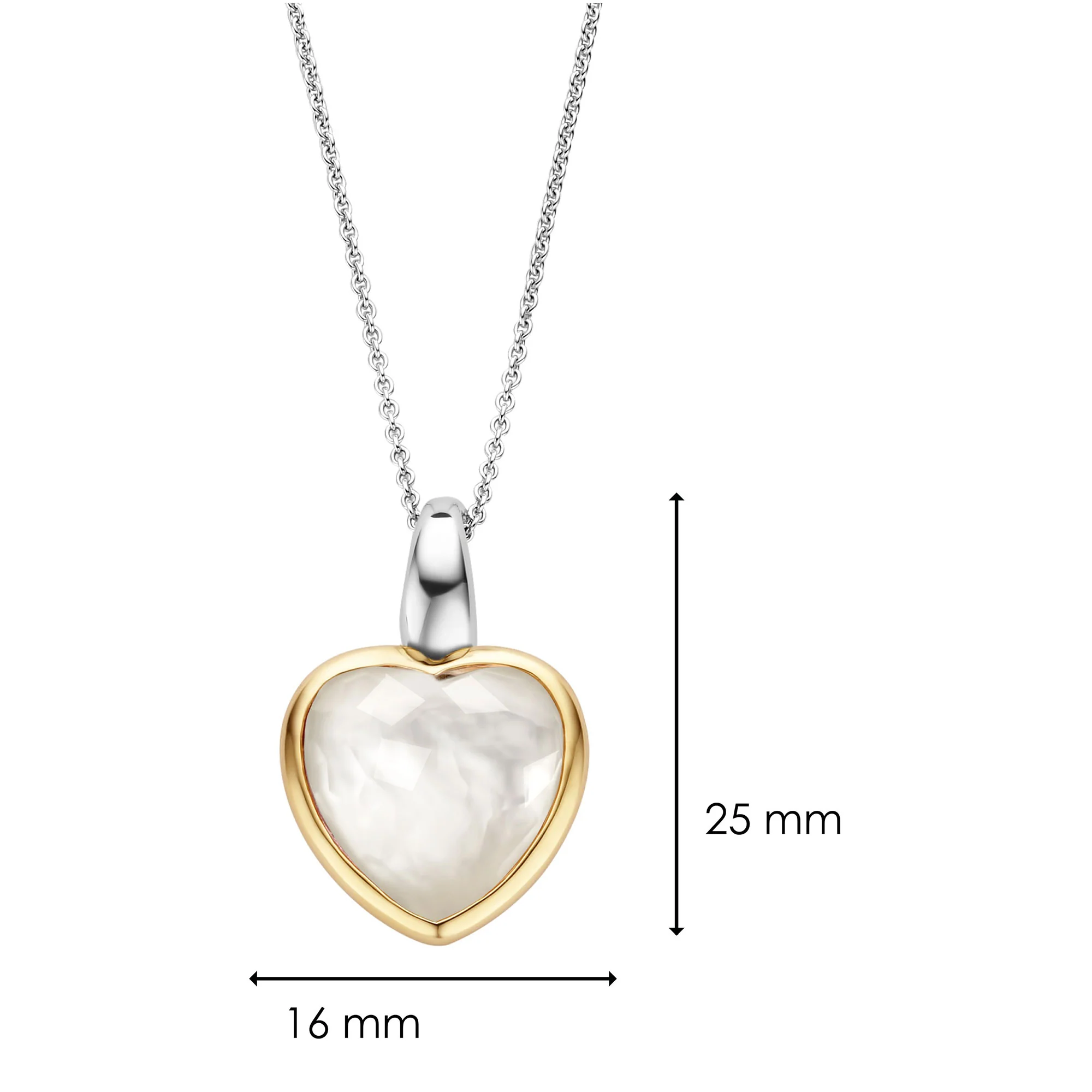 Ti Sento Yellow Gold Plated Mother of Pearl White Stone Heart Pendant 6807MW - Image 3
