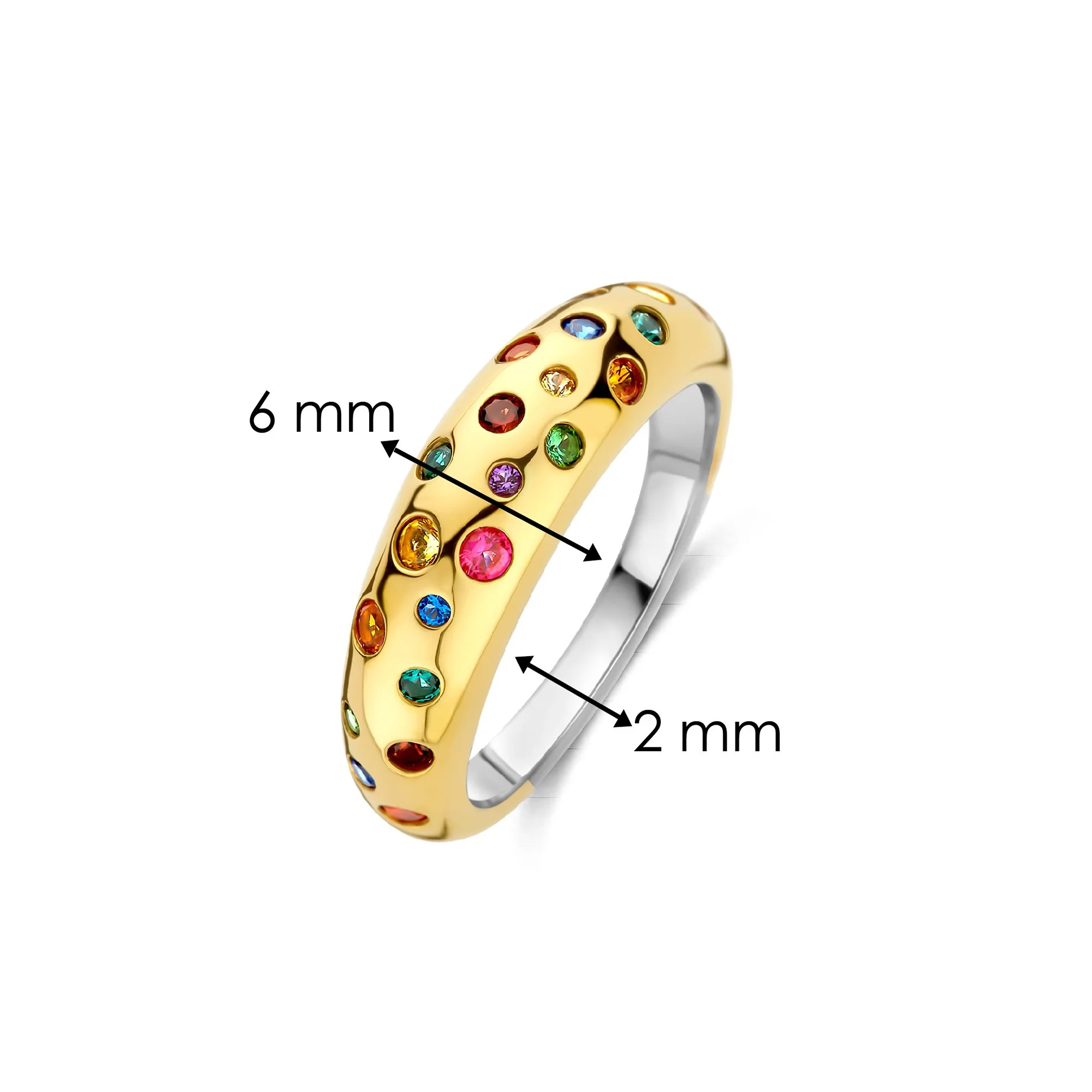 Ti Sento Yellow Gold Plated Multicoloured Cubic Zirconia Scatter Ring 12363MC (56) - Image 4