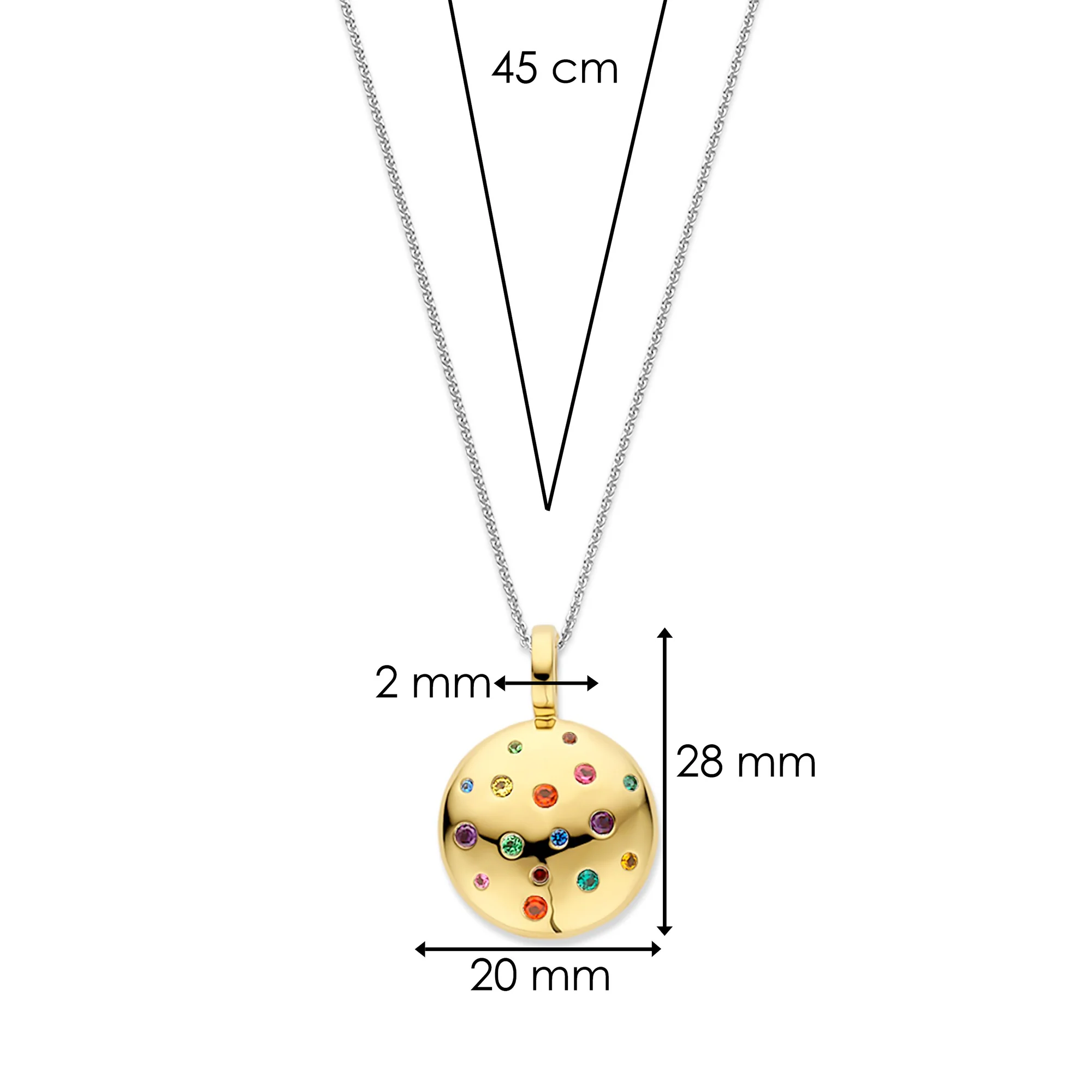 Ti Sento Yellow Gold Plated Multicoloured Cubic Zirconia Scatter Stardust Pendant 6844MC - Image 5