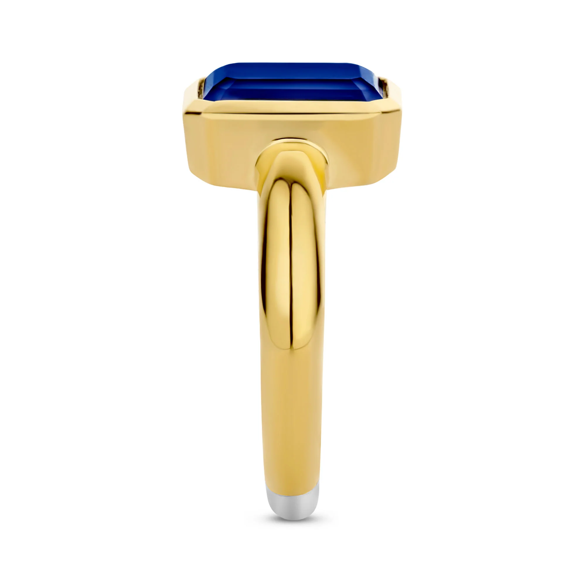 Ti Sento Yellow Gold Plated Octagonal Dark Blue Stone Ring 12272BY (56) - Image 2