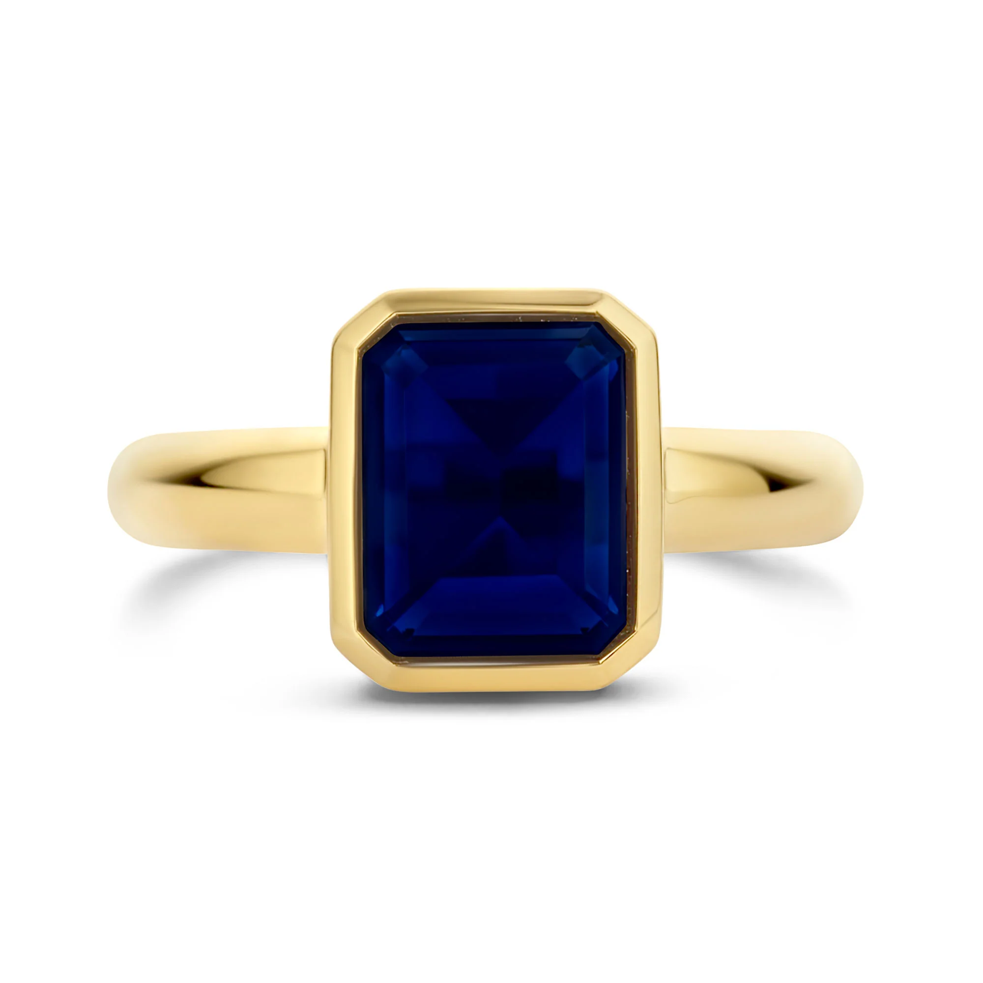Ti Sento Yellow Gold Plated Octagonal Dark Blue Stone Ring 12272BY (56) - Image 3