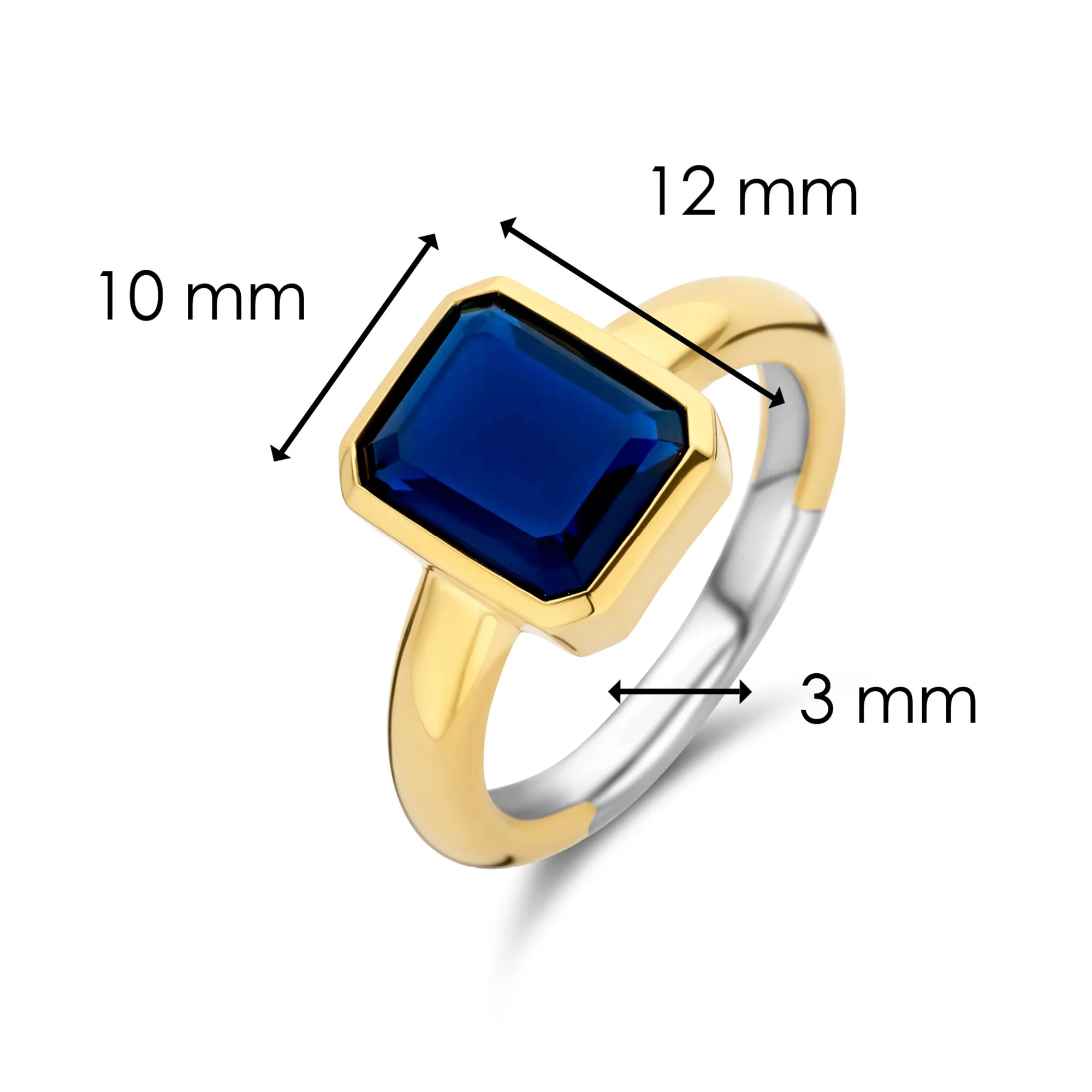 Ti Sento Yellow Gold Plated Octagonal Dark Blue Stone Ring 12272BY (56) - Image 4